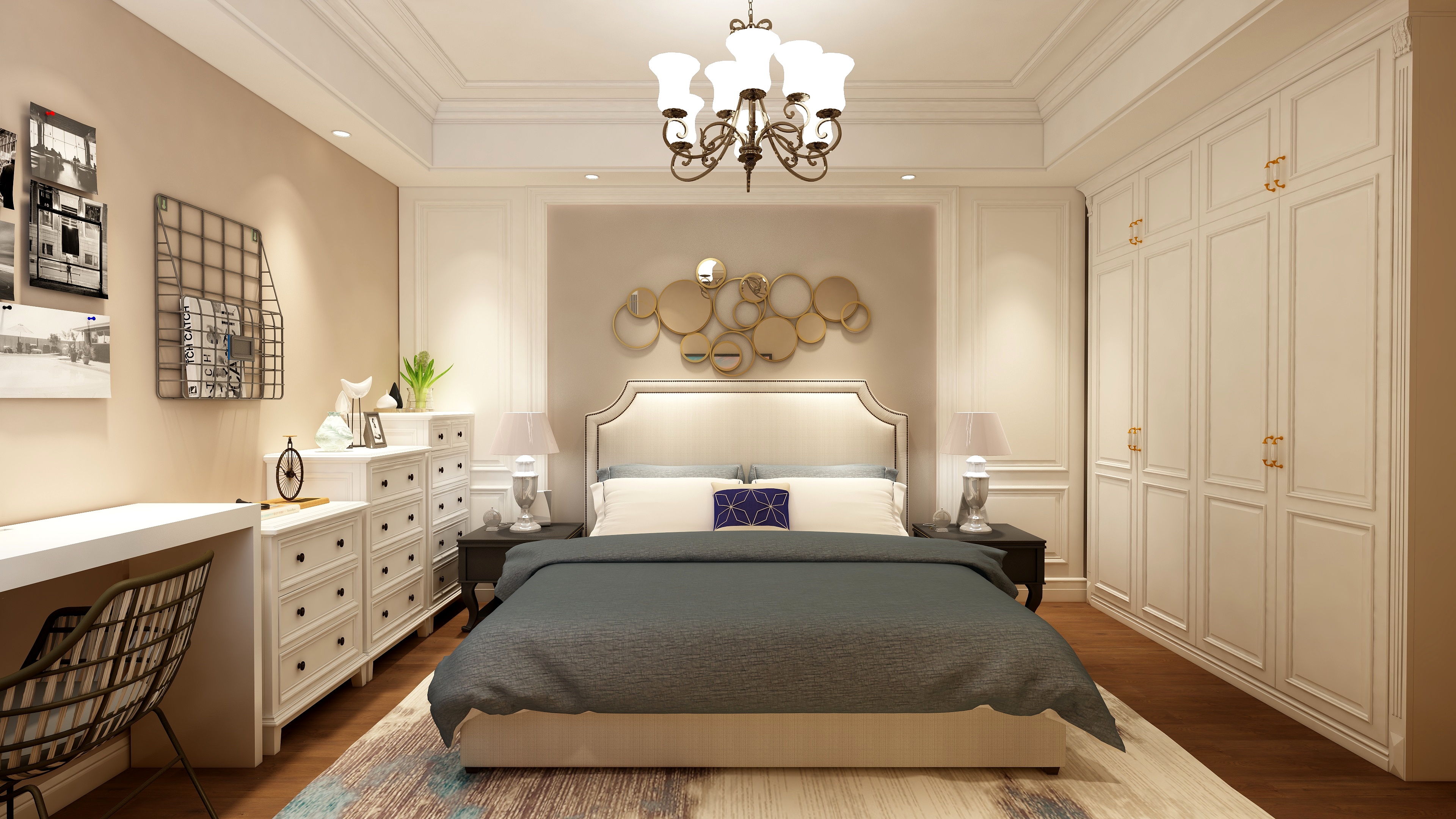 高端工作室-87方美式两居一层主卧装修效果图第1张