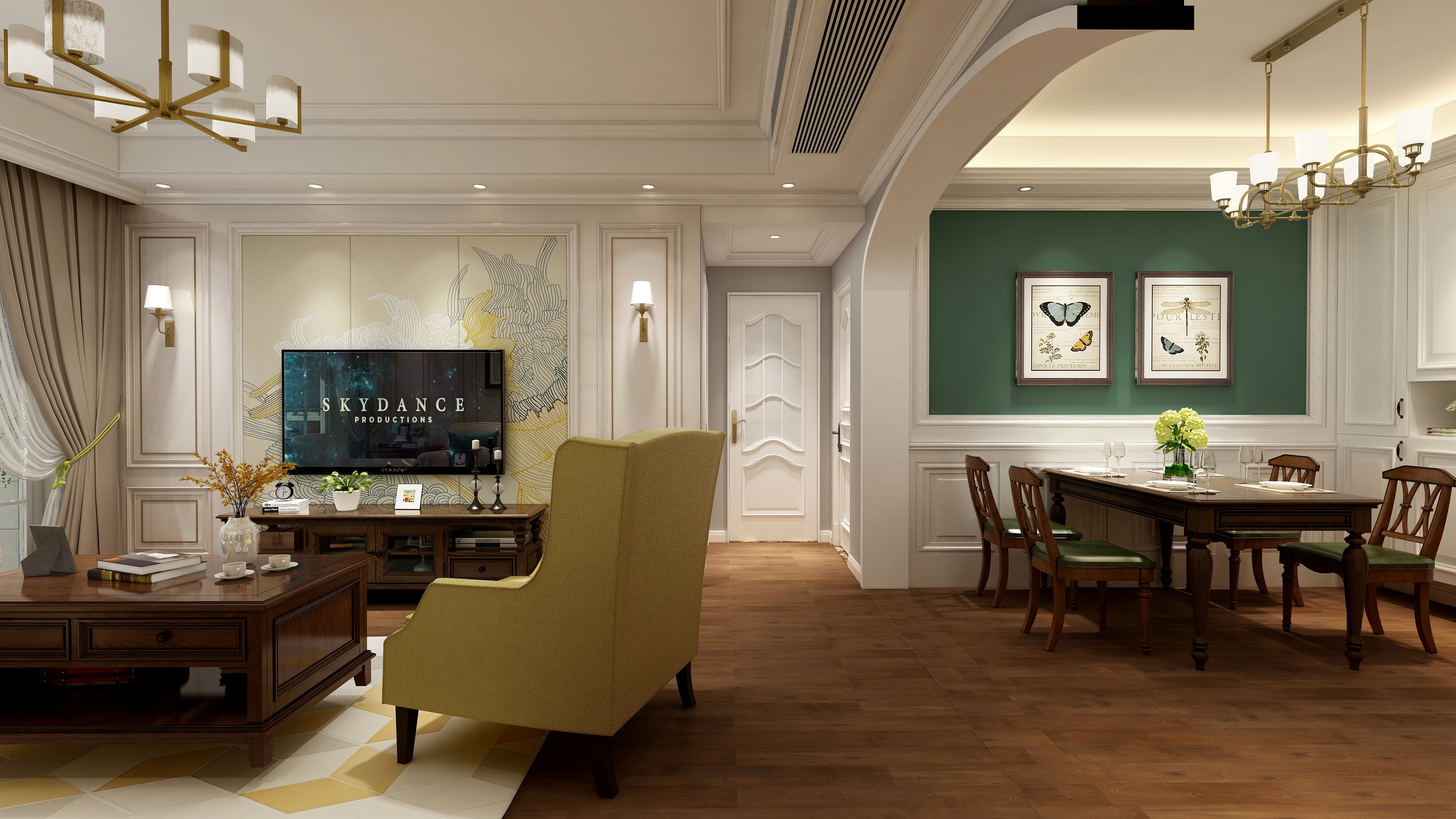 高端工作室-87方美式两居一层阳台装修效果图第1张