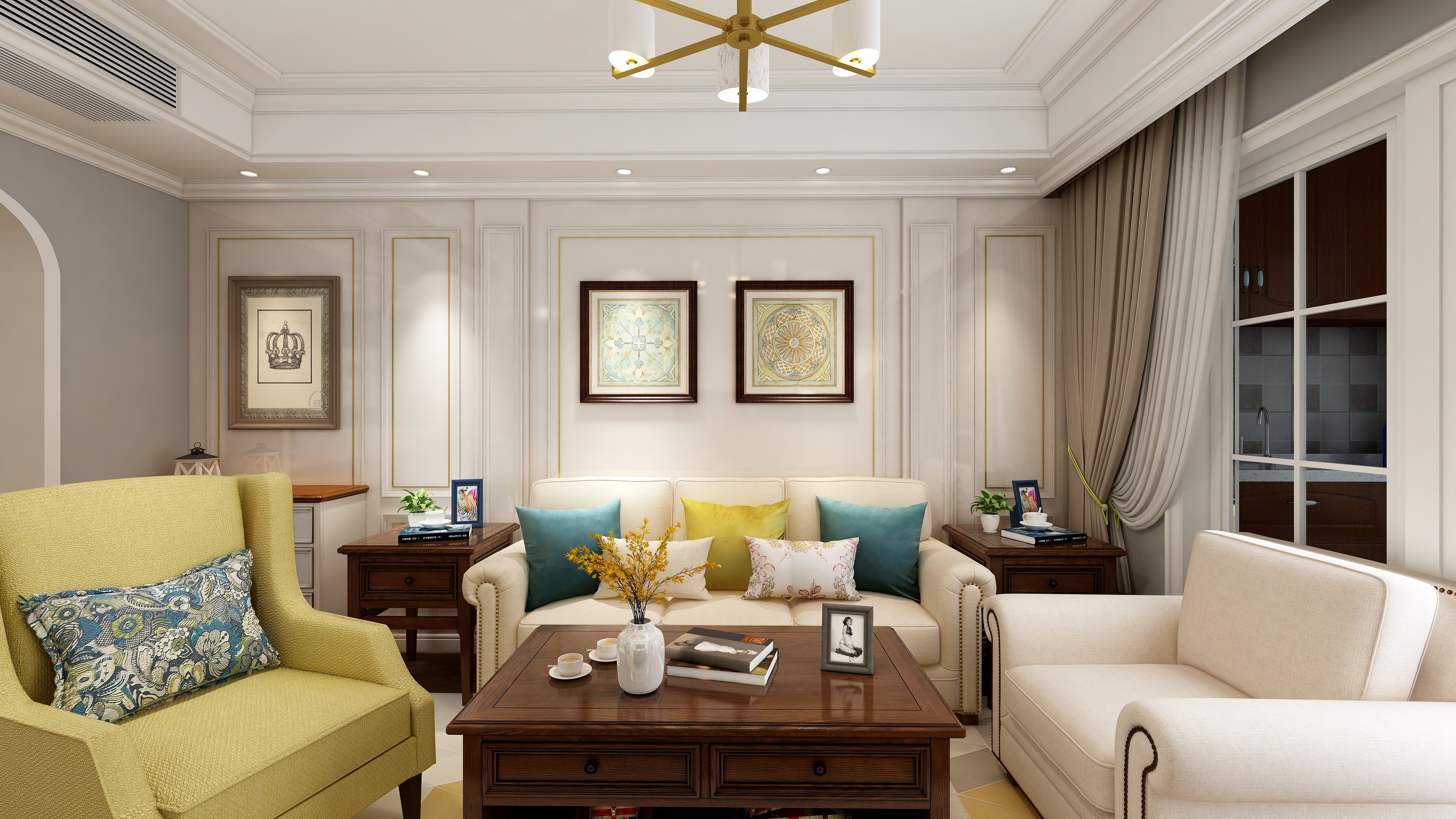 高端工作室-87方美式两居一层阳台装修效果图第5张