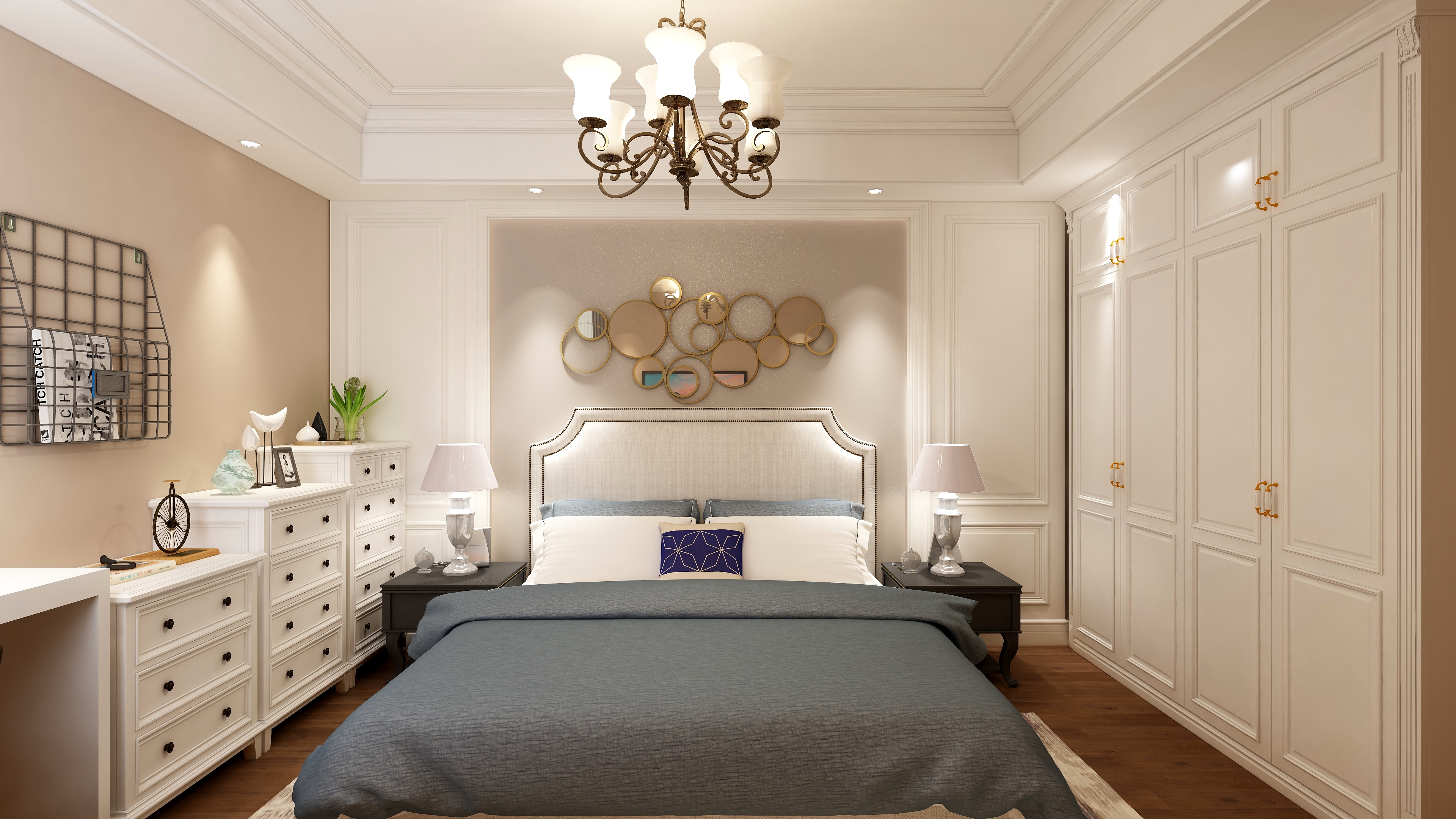 高端工作室-87方美式两居一层主卧装修效果图第3张