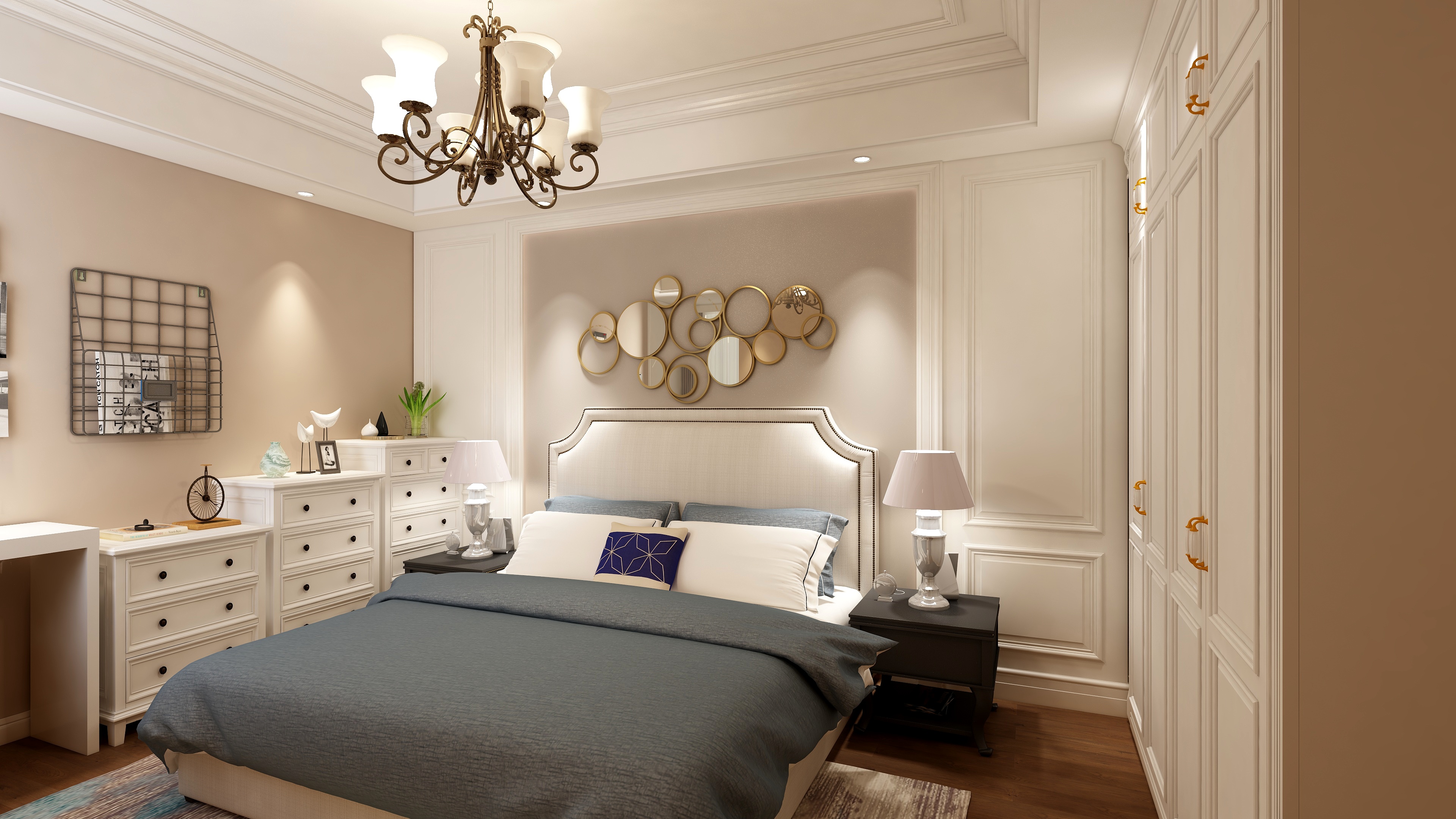 高端工作室-87方美式两居一层主卧装修效果图第2张