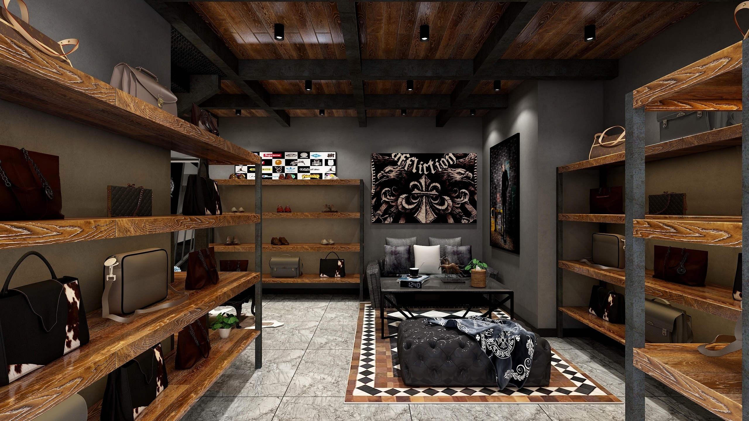 王瑾-尚东雅园-潮尚服装店-装修设计方案