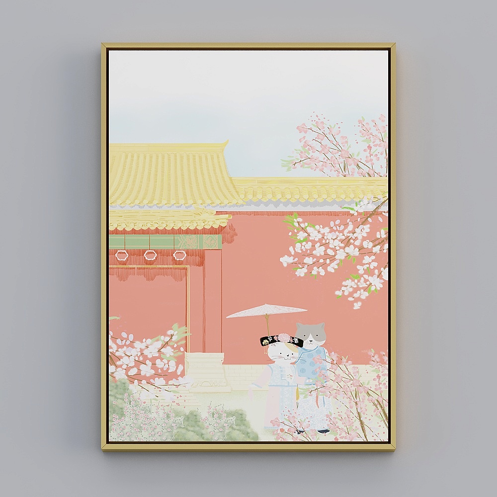 日式小清新房间装饰画日本樱花风景挂画餐厅卧室寿司店壁画bqy222b-x-1