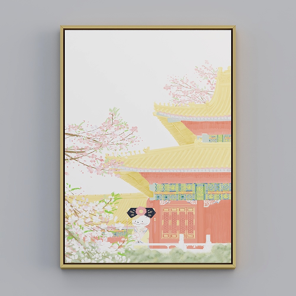 日式小清新房间装饰画日本樱花风景挂画餐厅卧室寿司店壁画bqy222b-x-1