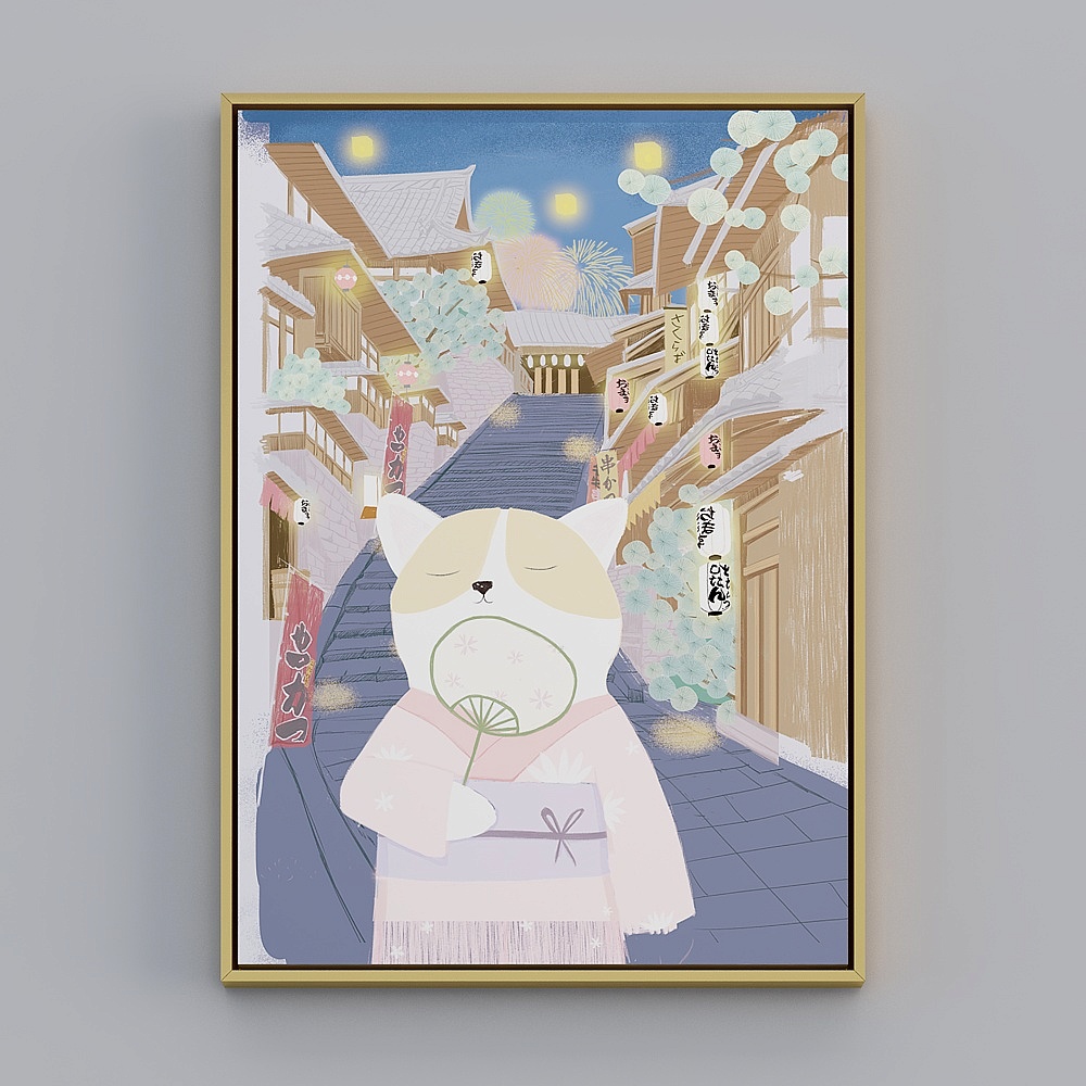 日式小清新房间装饰画日本樱花风景挂画餐厅卧室寿司店壁画bqy222b-x-1