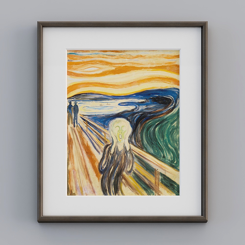 表现主义客厅油画装饰画 现代书房抽象挂画 爱德华蒙克呐喊twhxd-zs-gg-lh-2
