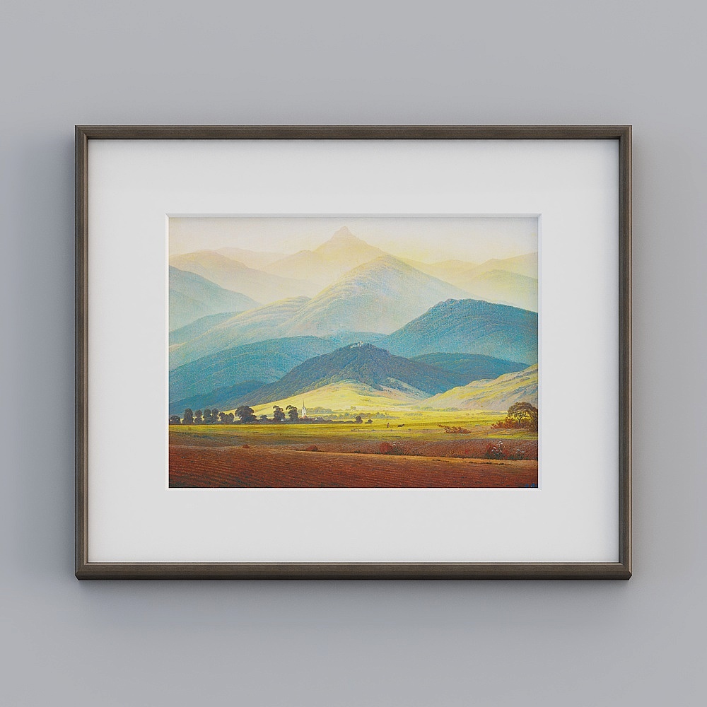 现代简欧巨人山装饰画沙发背景墙风景挂画客厅书房大幅壁画whxd-zs-gg-lh-1