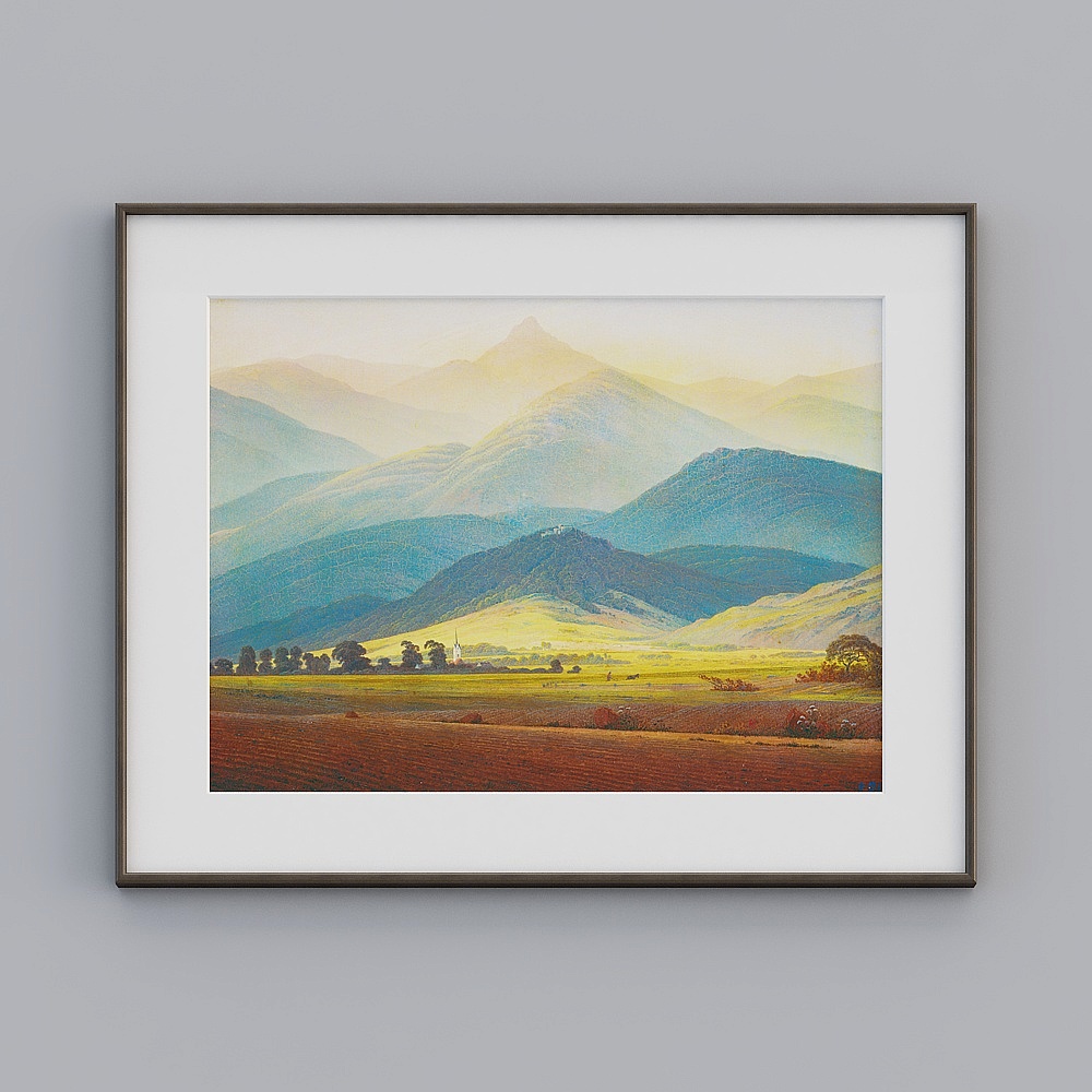 现代简欧巨人山装饰画沙发背景墙风景挂画客厅书房大幅壁画twhxd-zs-gg-lh-1