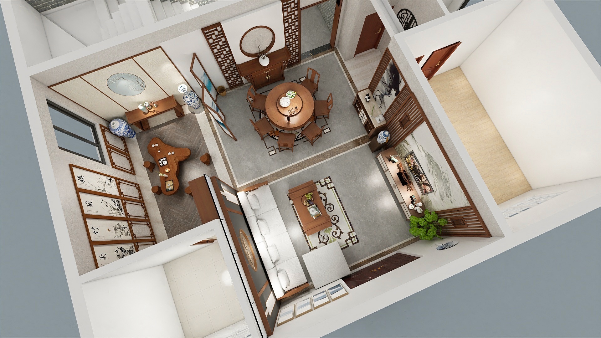 罗明-张总一楼客餐厅-装修设计方案