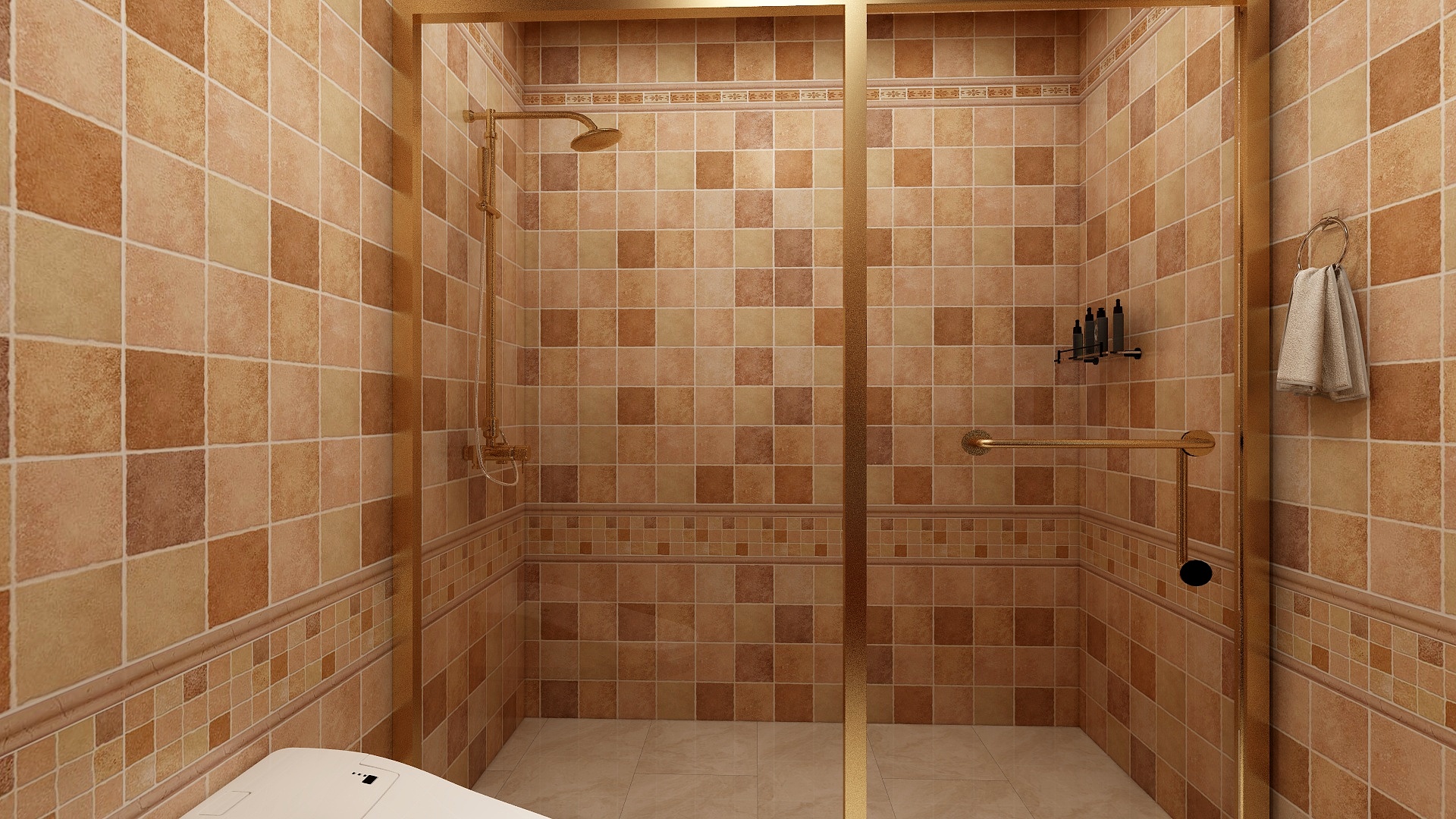 至简名设-文稳康-137方美式三居一层卫生间装修效果图第1张