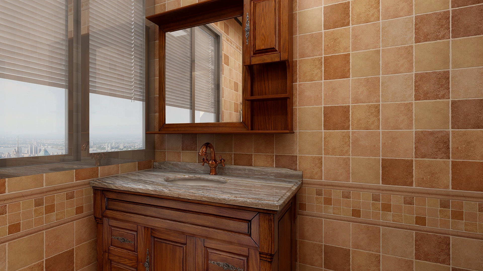 至简名设-文稳康-137方美式三居一层卫生间装修效果图第2张