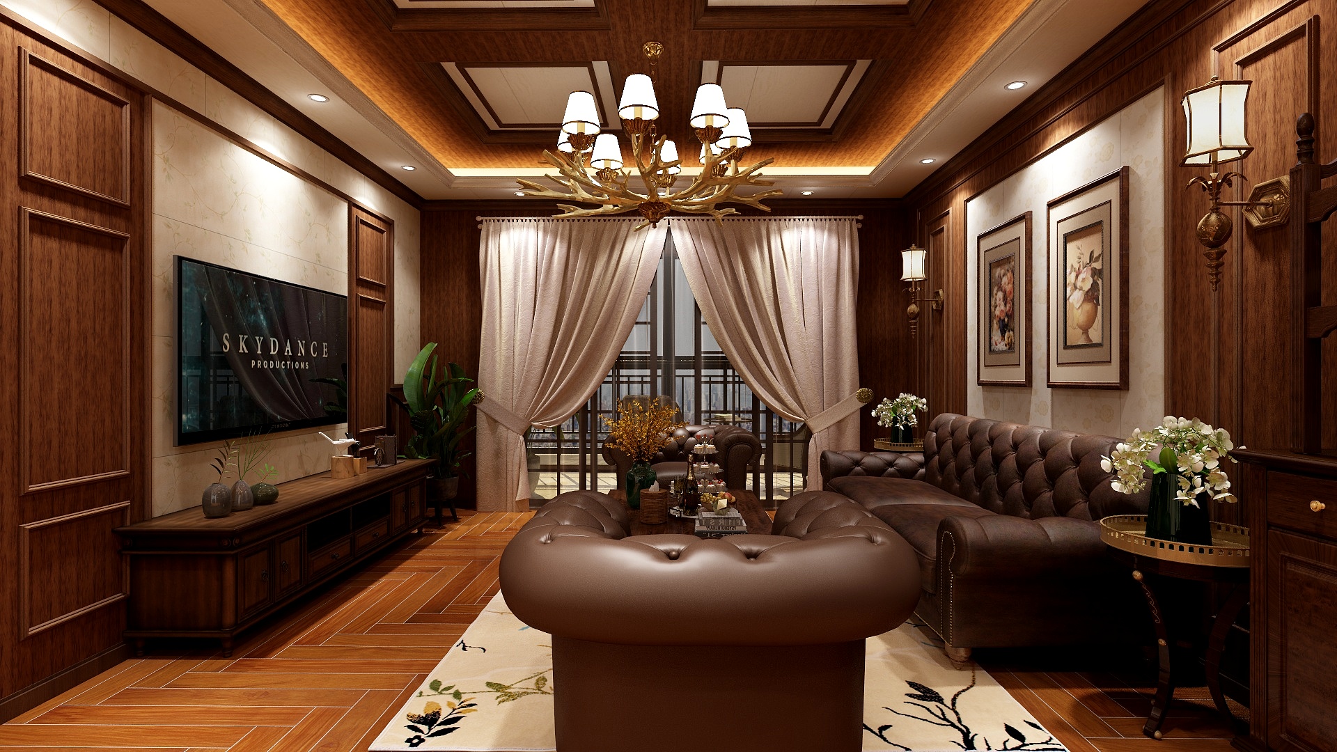 至简名设-文稳康-137方美式三居装修效果图