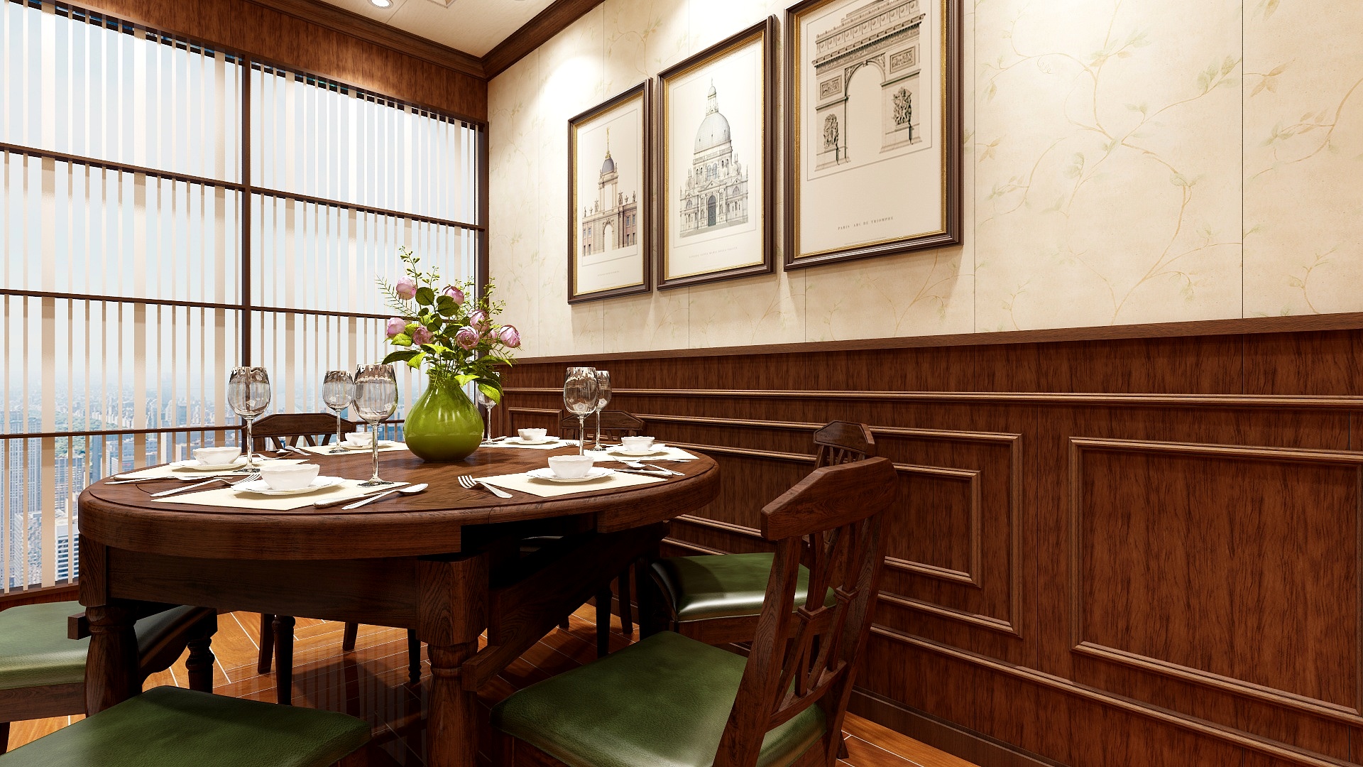 至简名设-文稳康-137方美式三居一层起居室装修效果图第2张