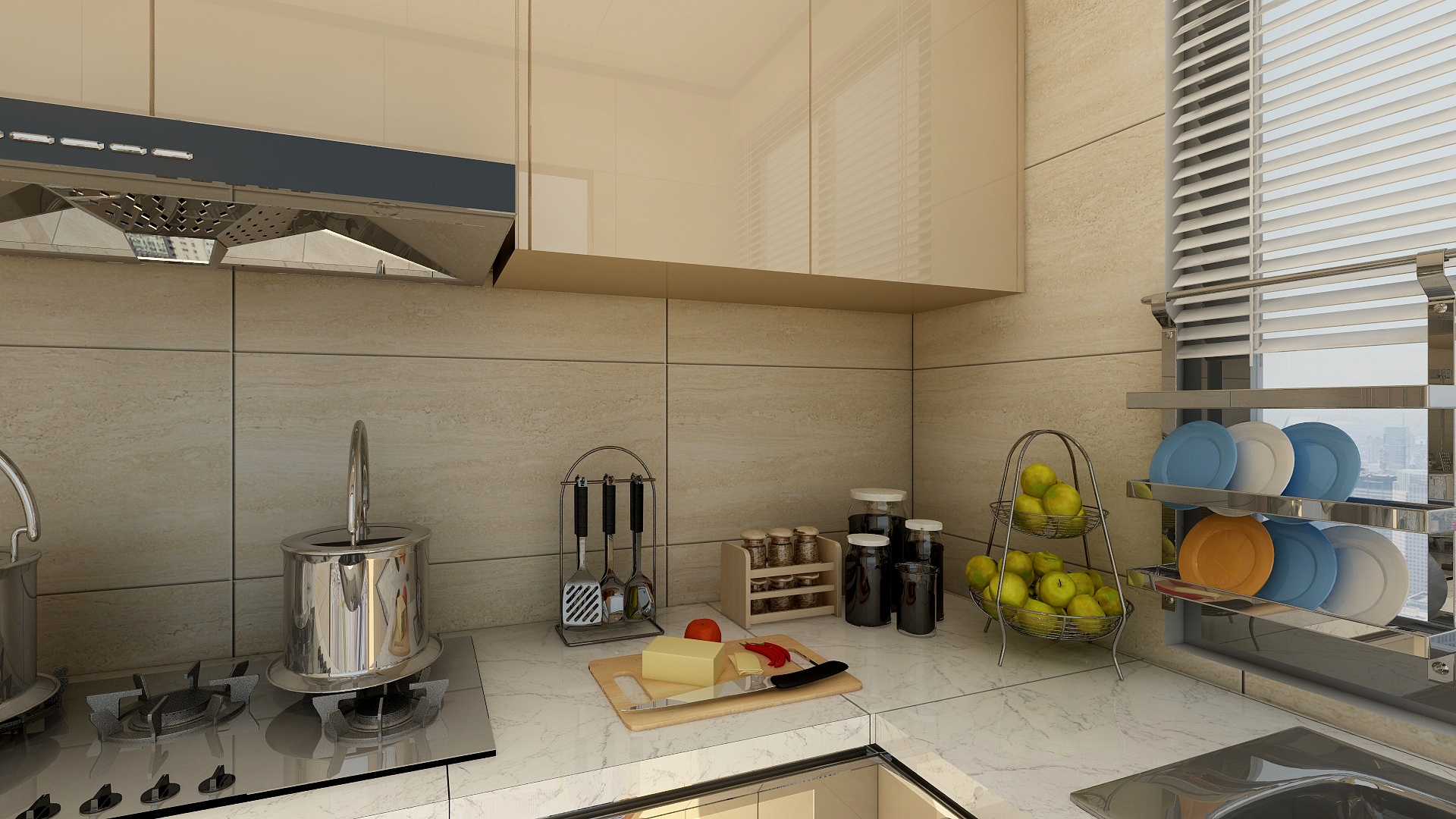 至简名设-文稳康-137方美式三居一层厨房装修效果图第1张