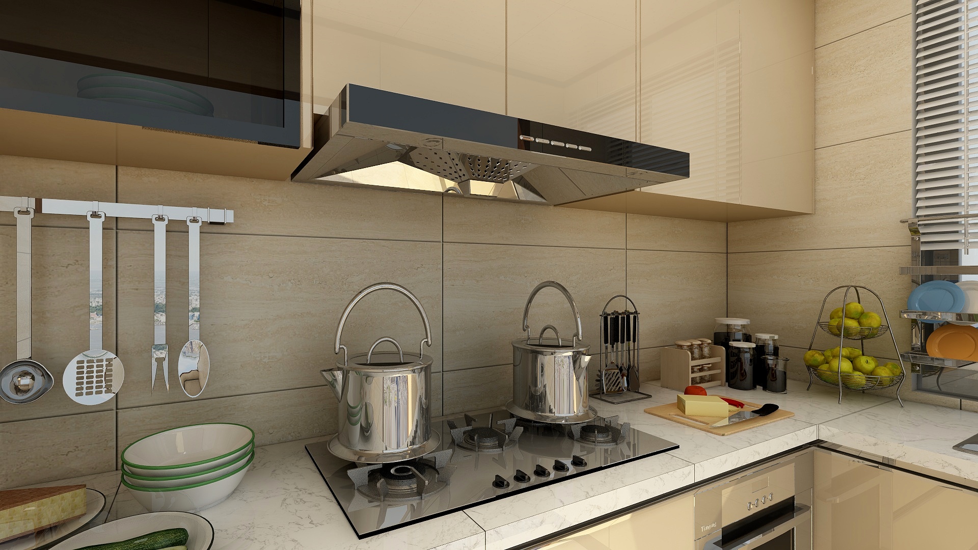 至简名设-文稳康-137方美式三居一层厨房装修效果图第2张