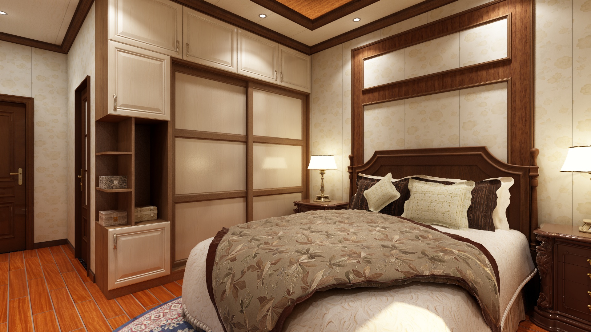 至简名设-文稳康-137方美式三居一层主卧装修效果图第2张