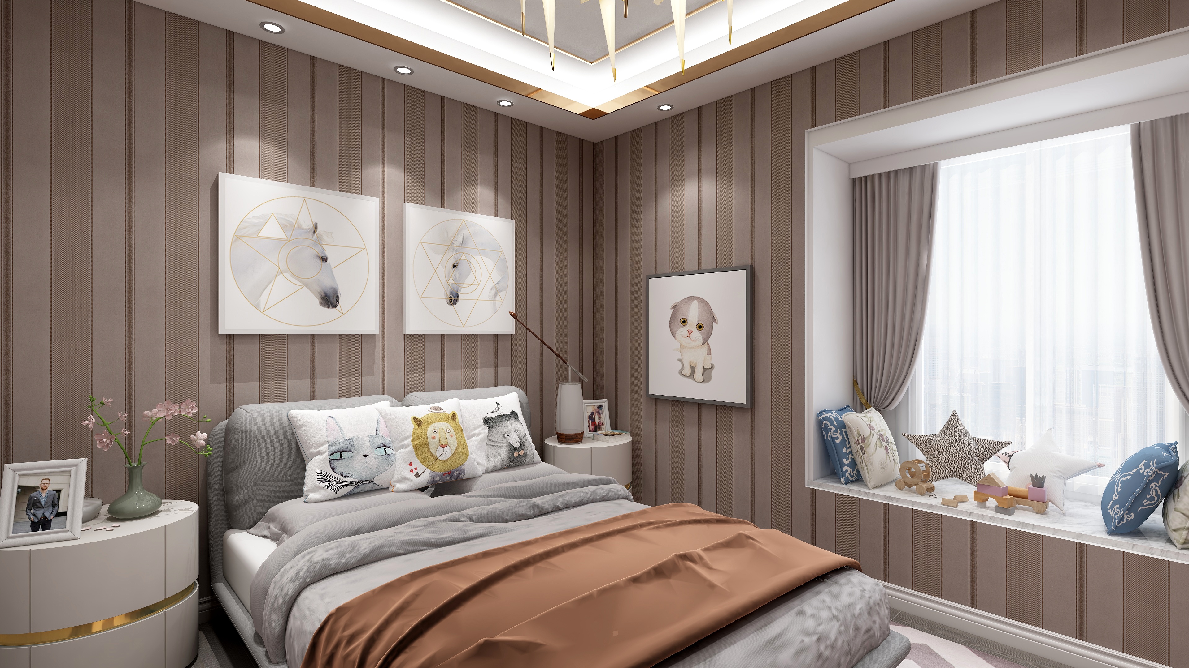 陈辉-160方现代三居装修效果图