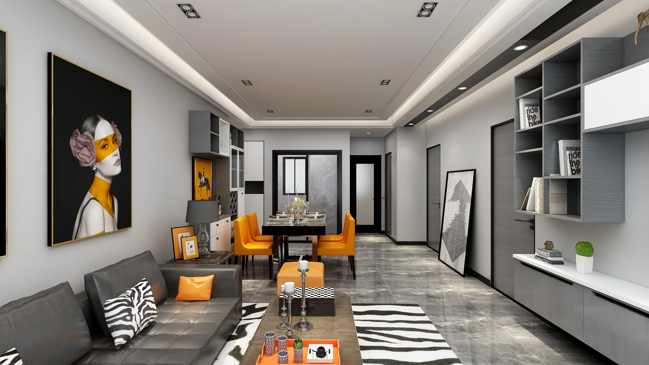 Chion-空间设计-梧桐邑101m²-现代黑白灰装修效果图