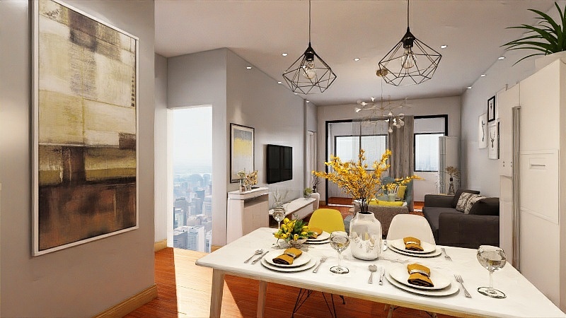 肇庆杰雅装饰-佛山恒大城89.00㎡1栋03单元户型3室3厅1卫1厨-装修设计方案