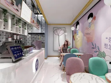 李英平-工装奶茶店装修效果图