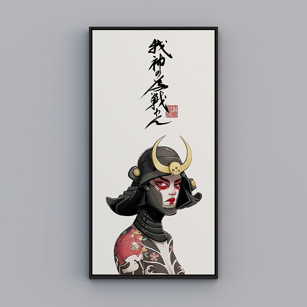 日式风格纹身店装饰画刺青武士餐厅挂画日料店居酒屋壁画byrgz-x-7