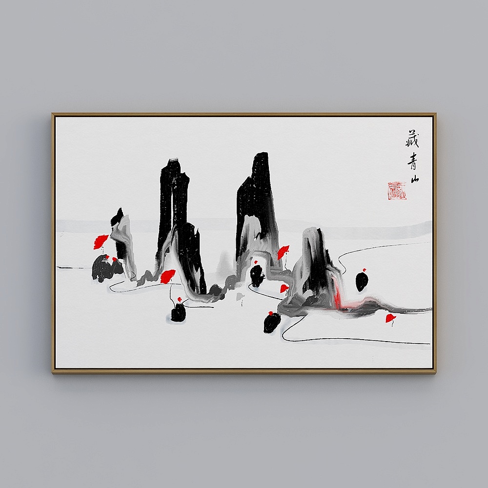 百特好新中式客厅横款棕色框83x123cm风景bqy232-x-2-5(80x120)