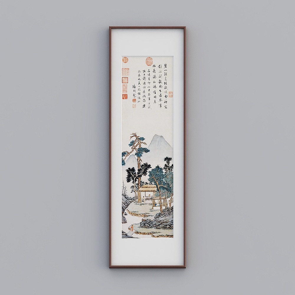 文征明新中式禅意茶室挂画竖版玄关装饰画山水画字画 品茶图twclz-zs-gg-sk-16