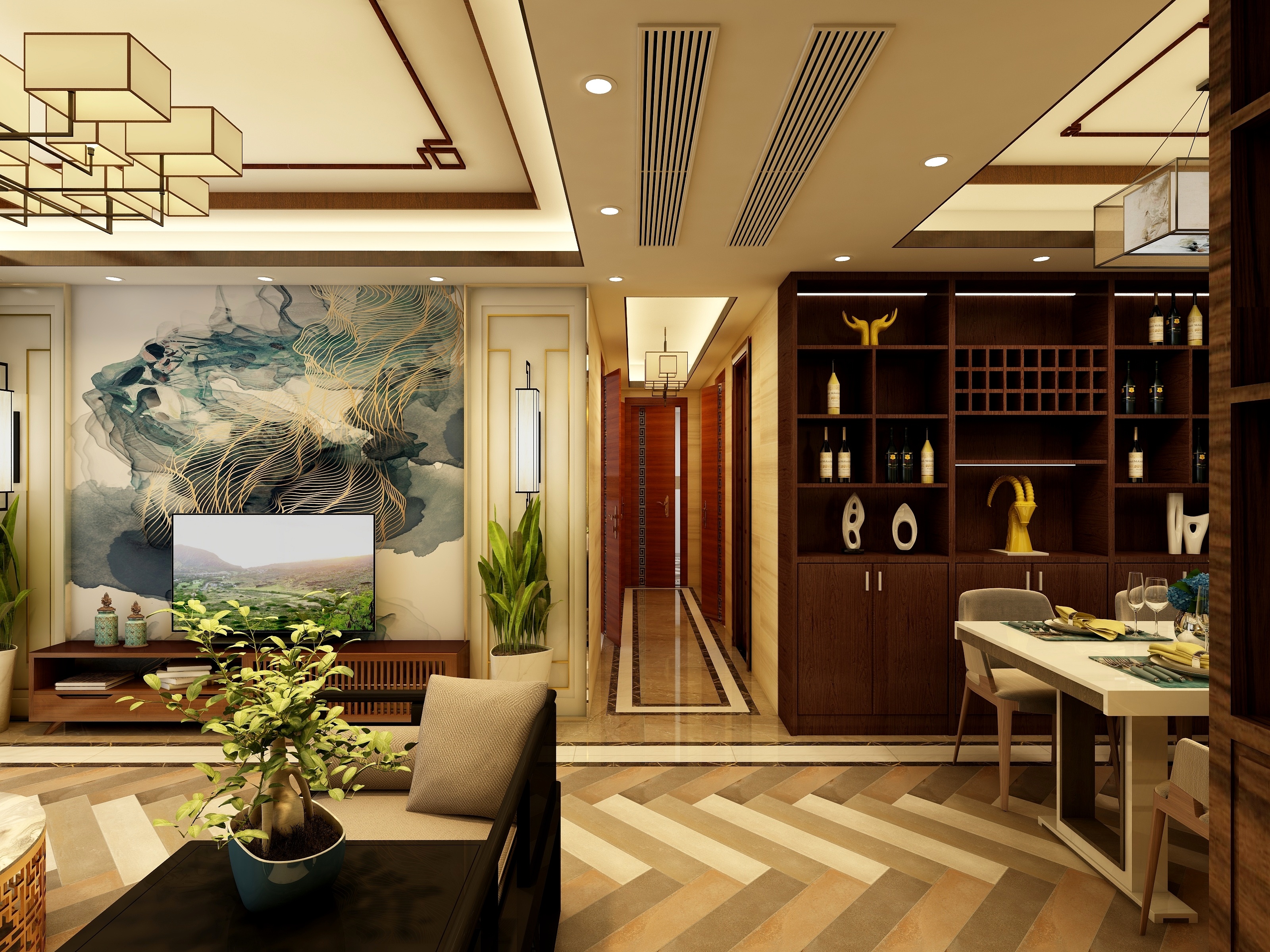 影反衬光-金御海湾140平新中式-装修设计方案