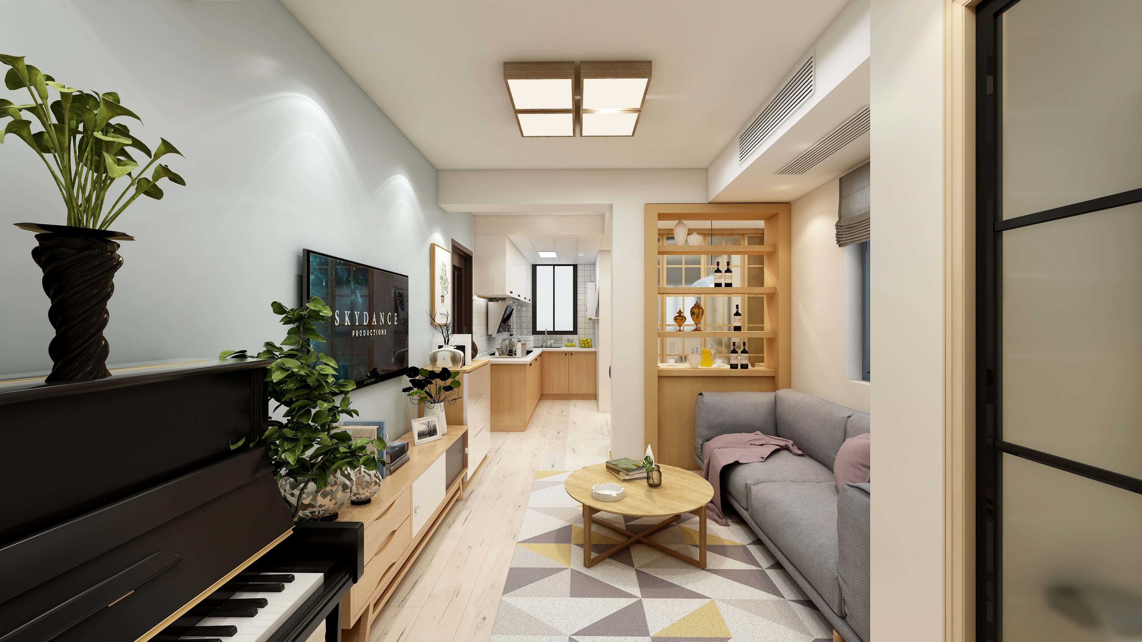 上海珑纳装饰-87方北欧一居装修效果图