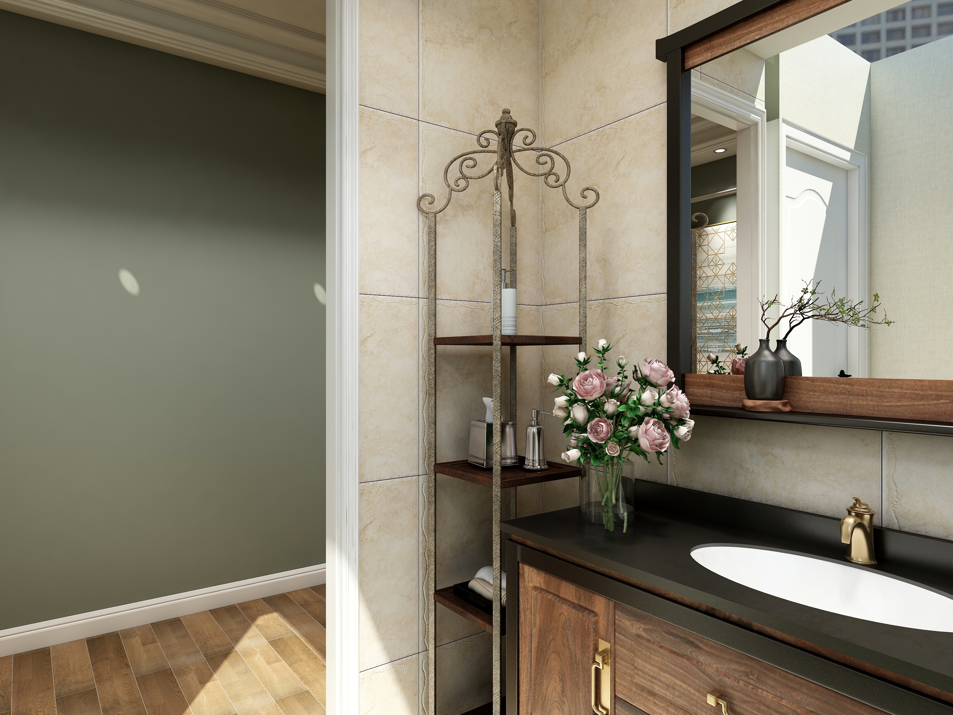 王瑛-怀旧是一种情绪一层盥洗区装修效果图第3张