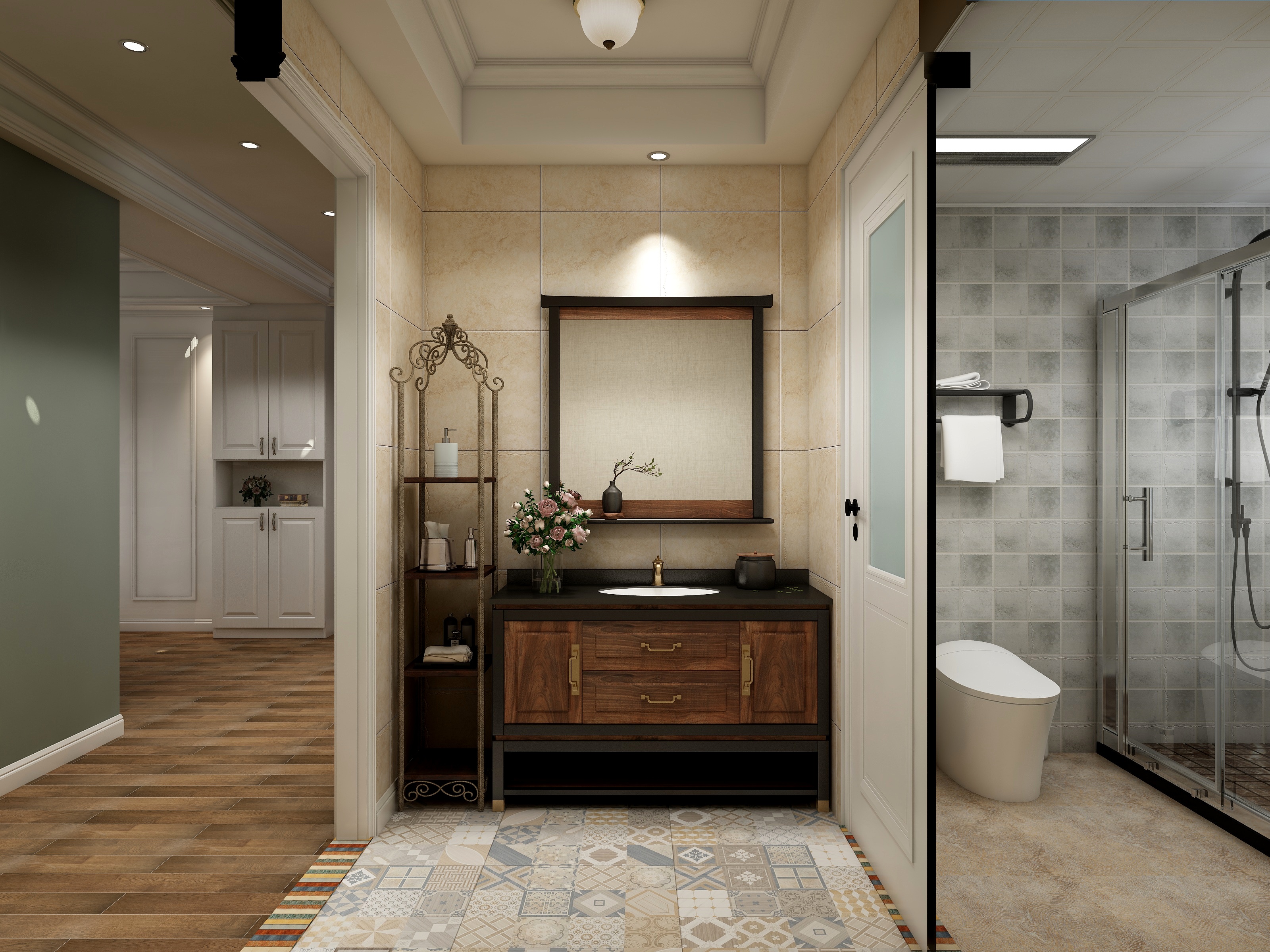 王瑛-怀旧是一种情绪一层盥洗区装修效果图第2张