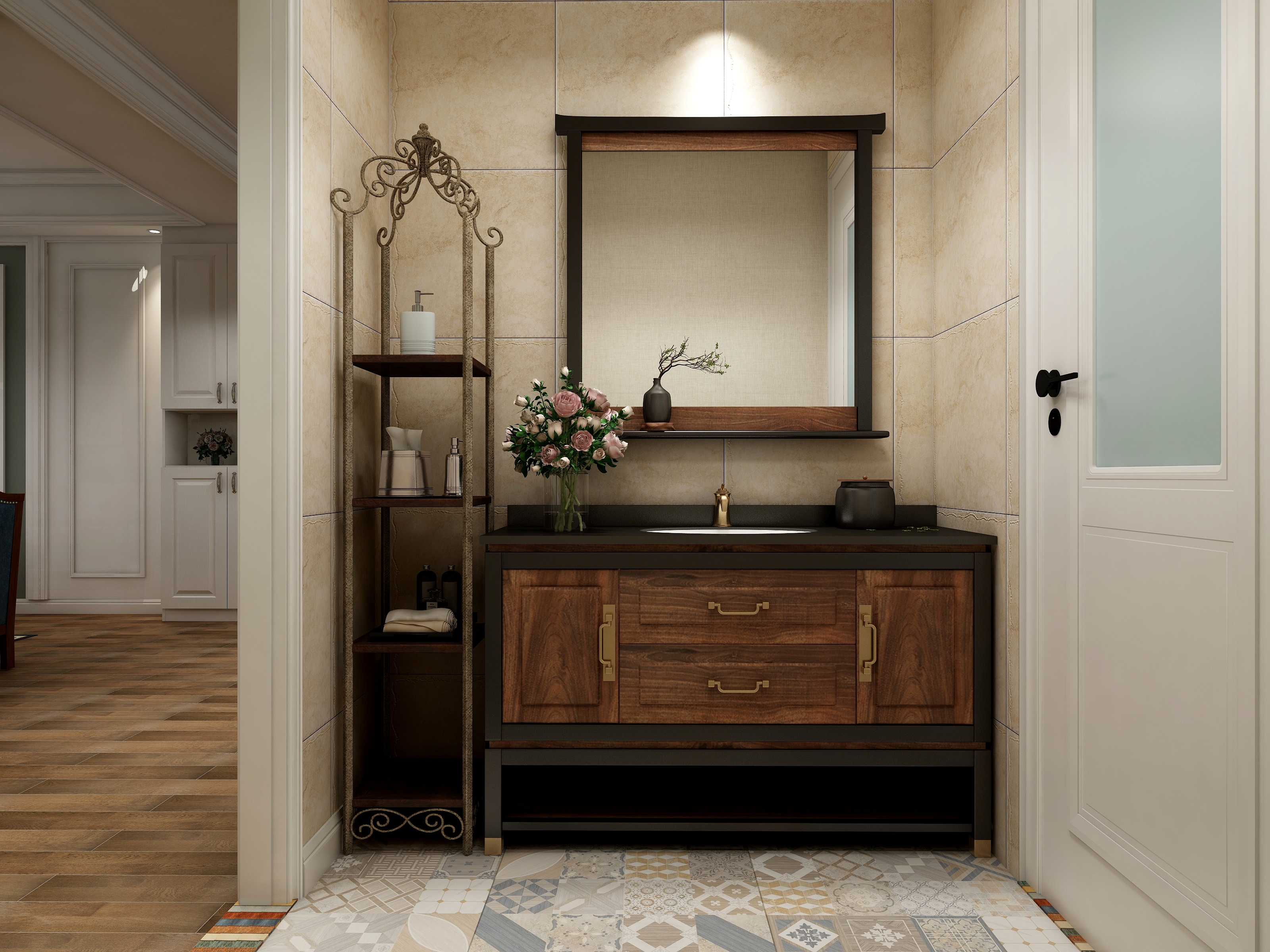 王瑛-怀旧是一种情绪一层盥洗区装修效果图第1张