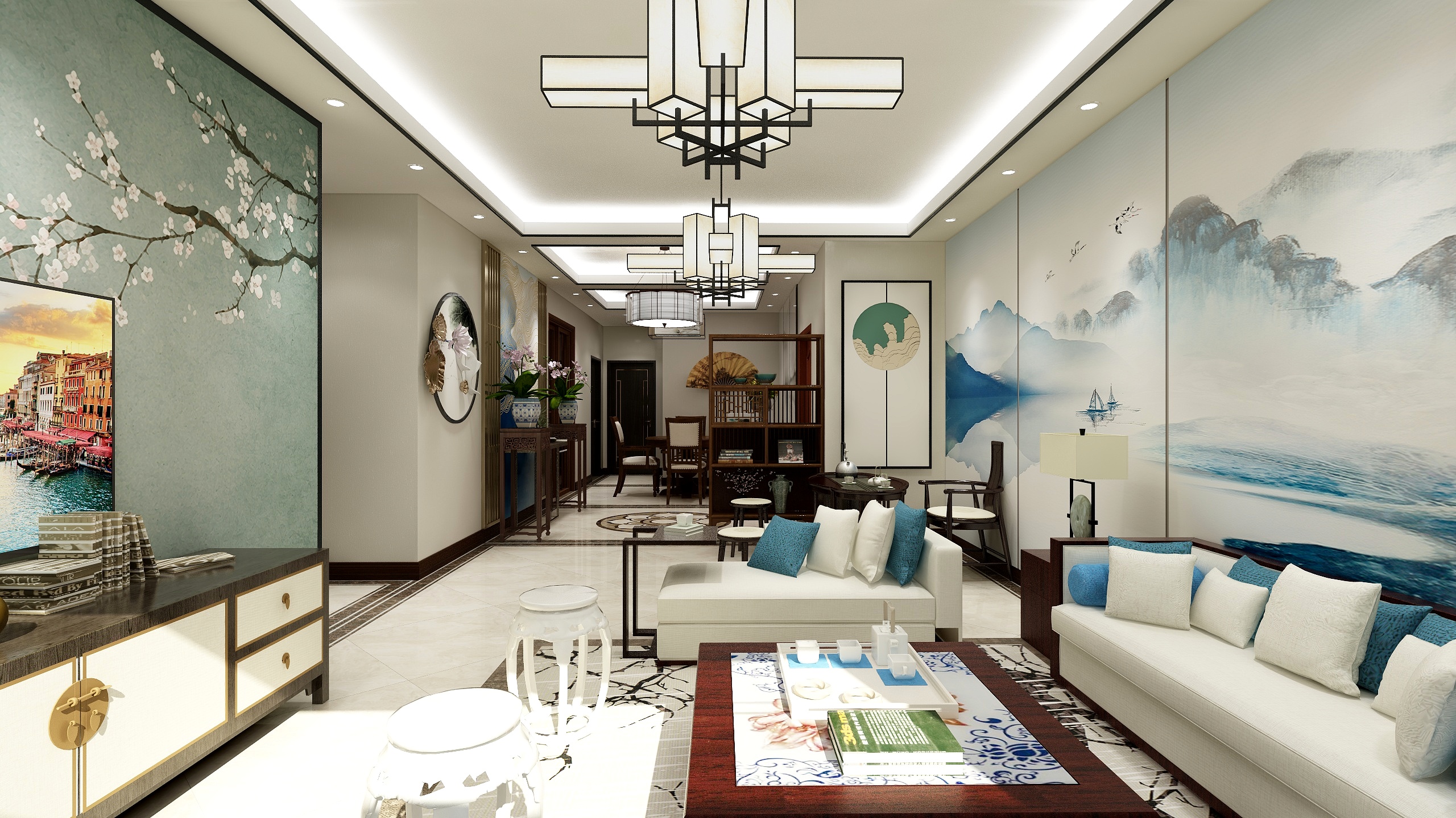 德普middot装饰-135方中式三居装修效果图