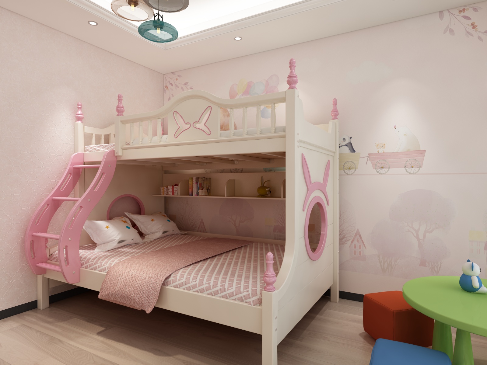 西安红创-250㎡新中式七居二层儿童房装修效果图第1张