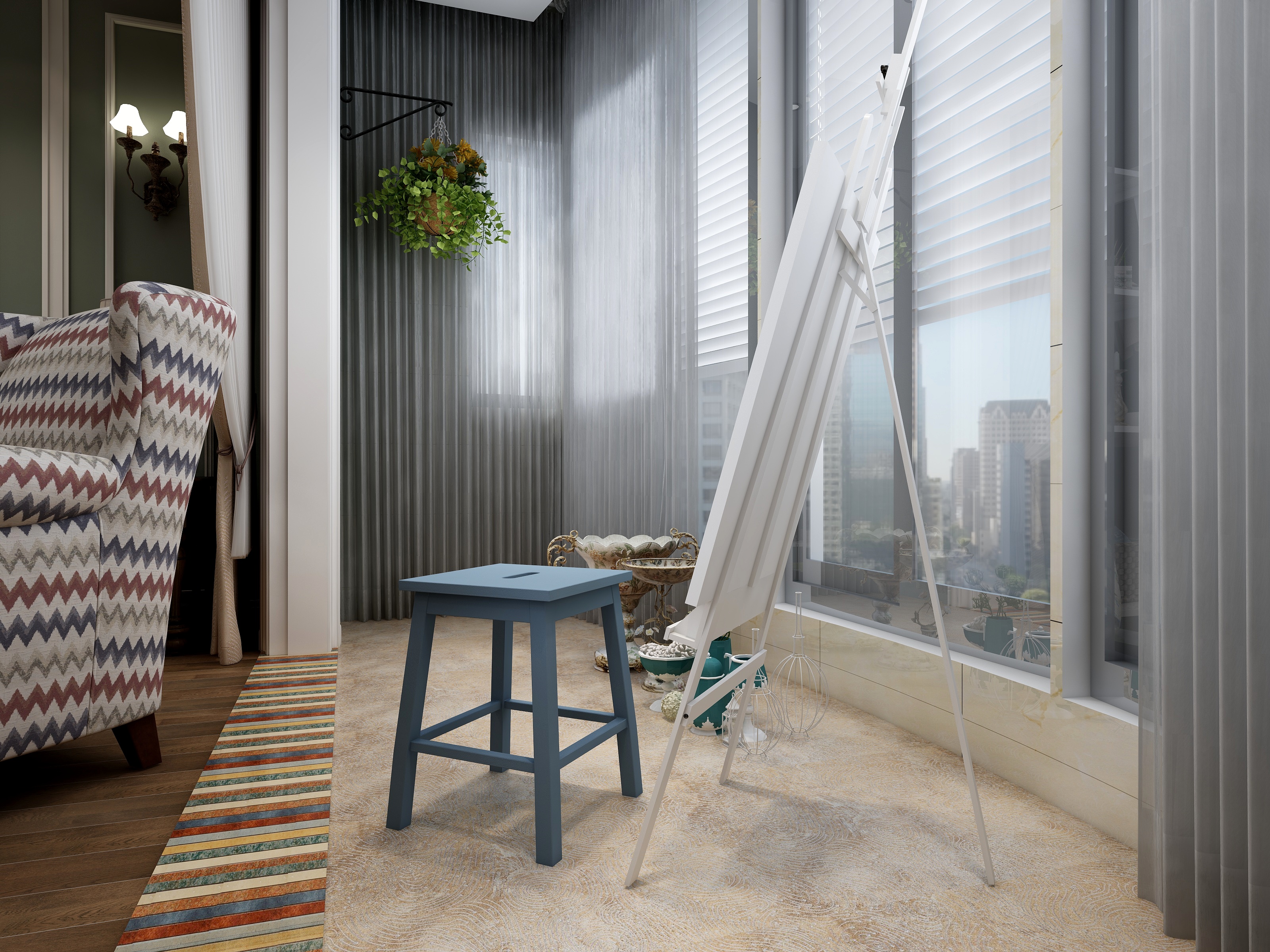 王瑛-怀旧是一种情绪一层休闲阳台装修效果图第2张