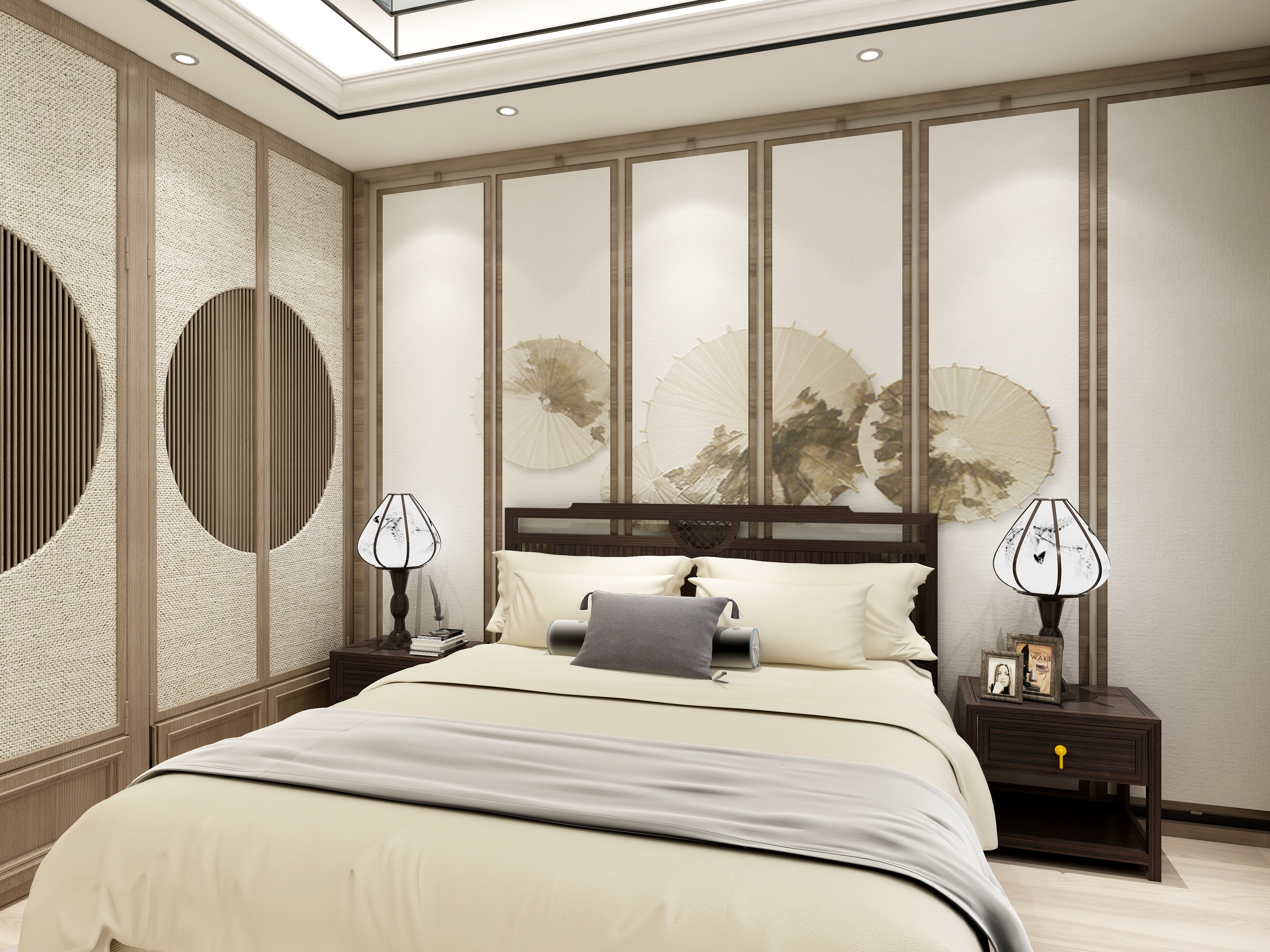 西安红创-250㎡新中式七居一层客房装修效果图第2张