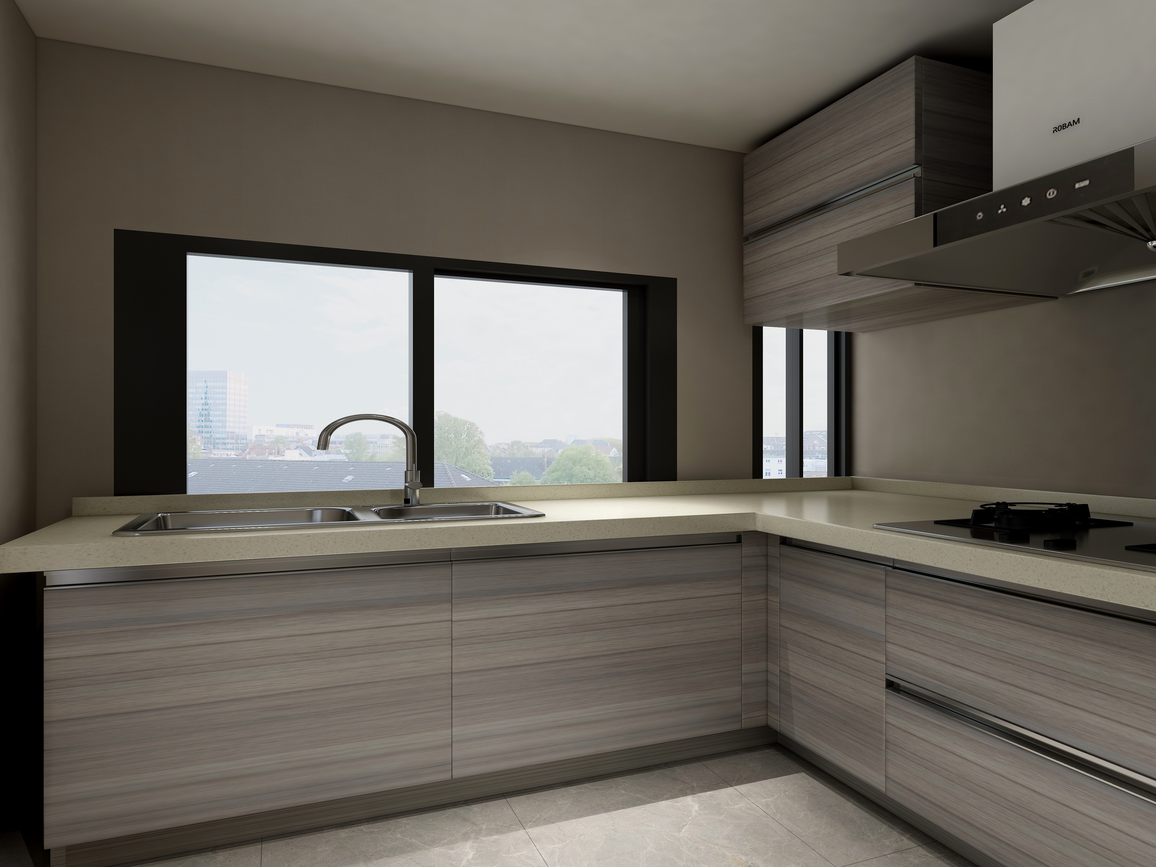 西安红创-250㎡新中式七居一层厨房装修效果图第2张