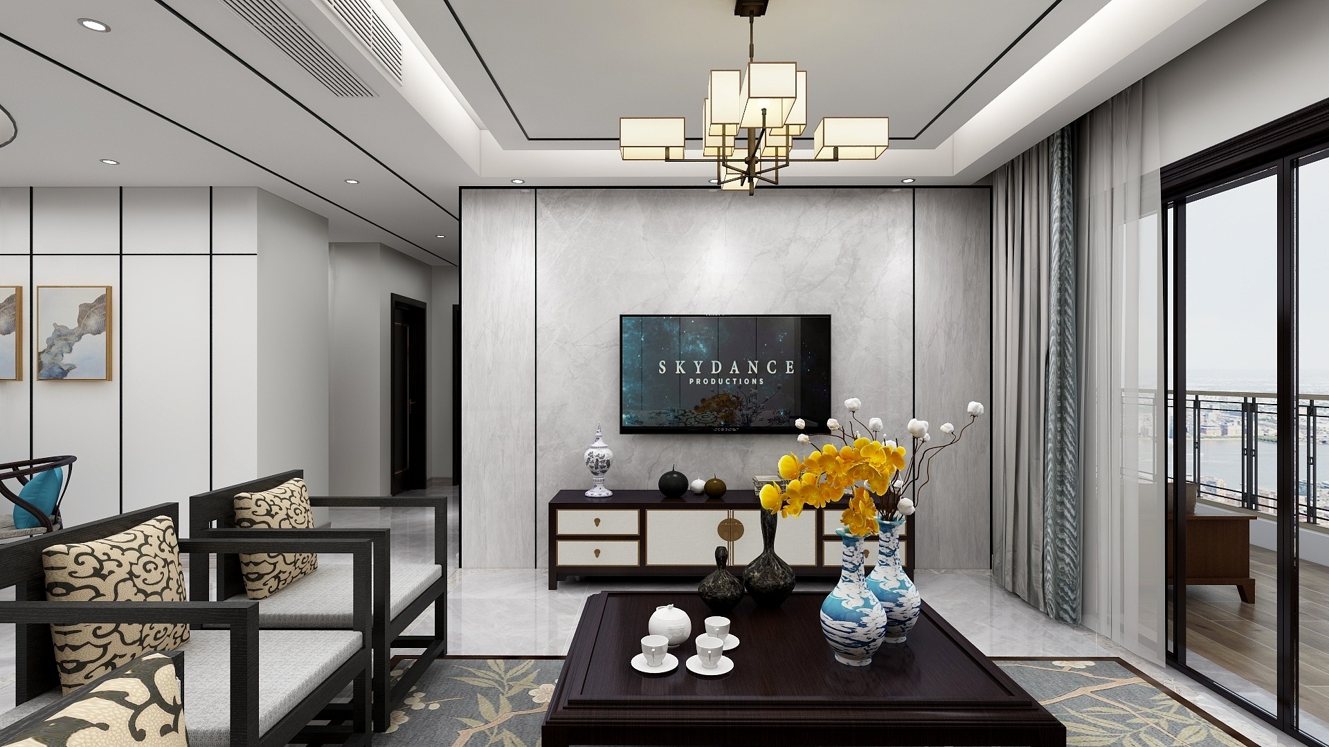 黄尚宇-140方新中式两居装修效果图