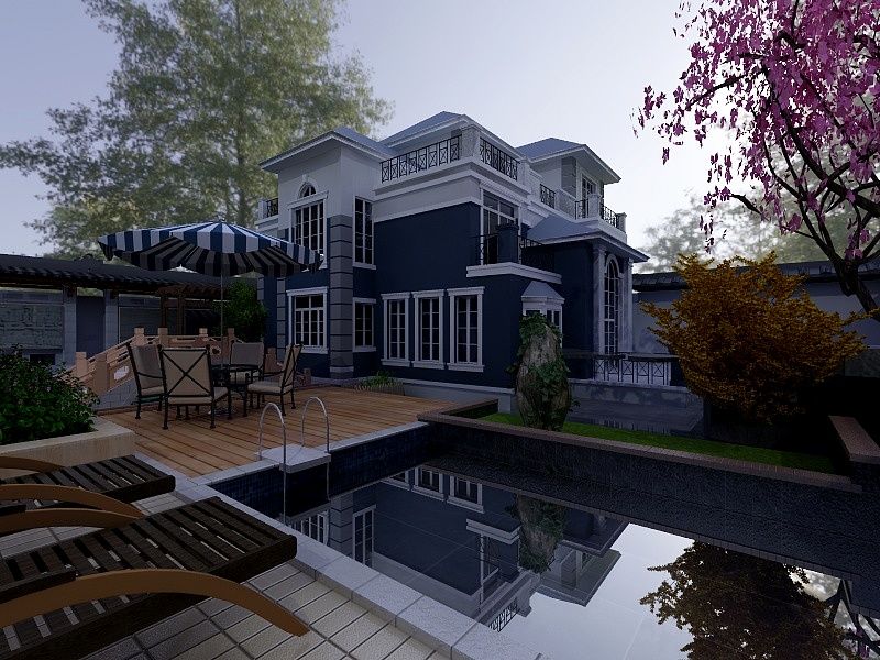 老剑设计-别墅中式庭院-装修设计方案