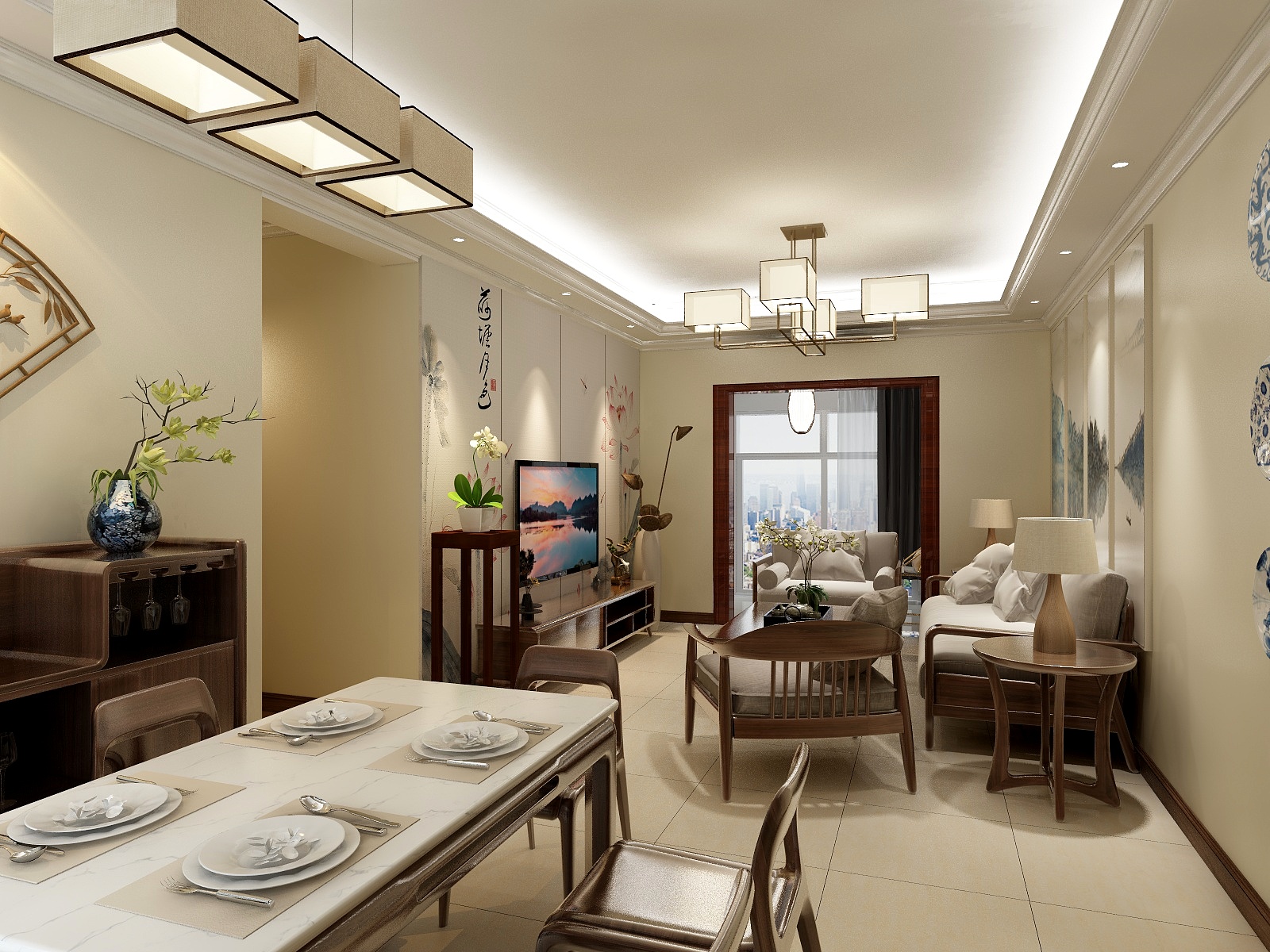 仪家人老许-高庐御品江城94.8㎡-新中式-装修设计方案