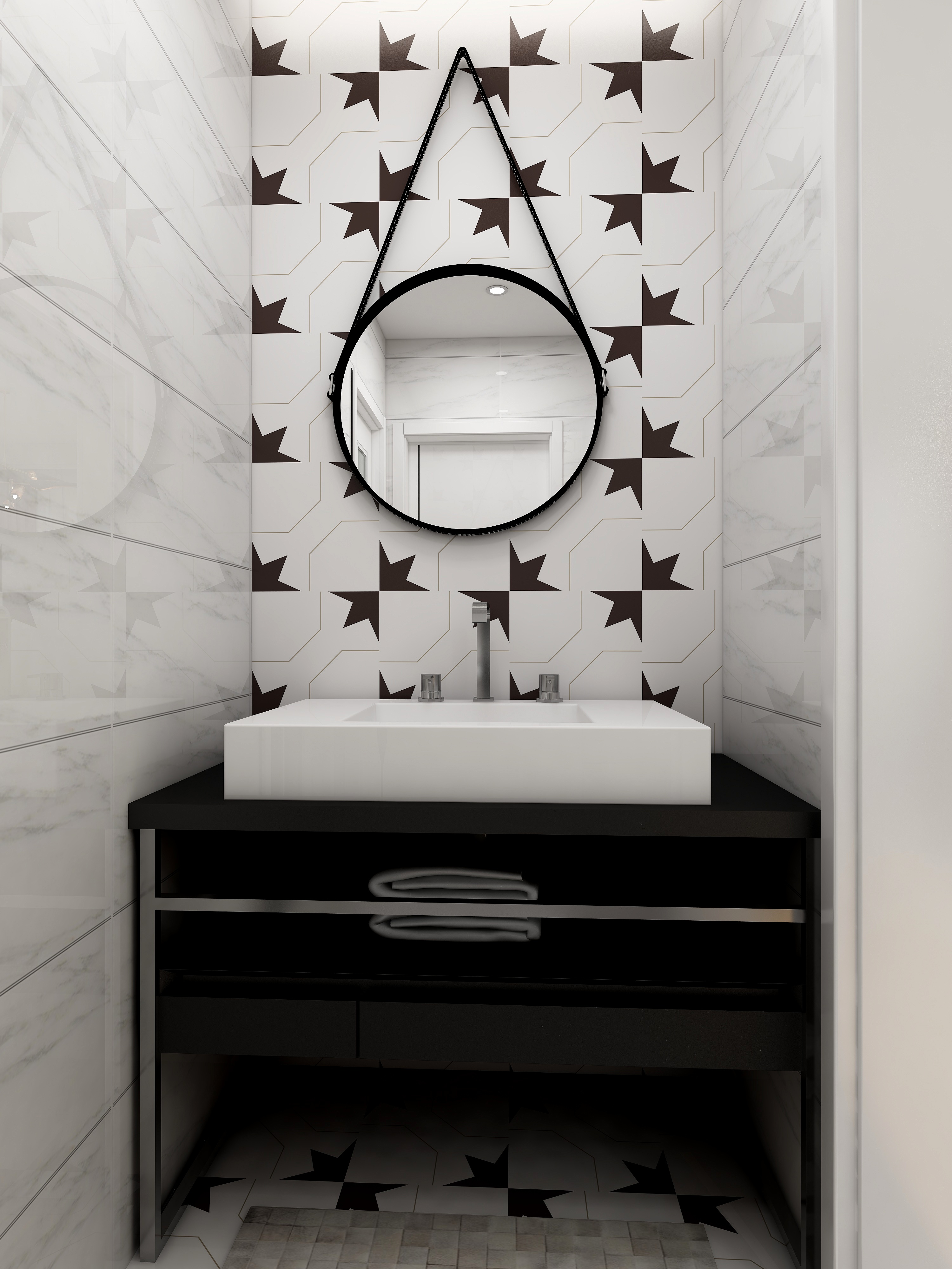 JedrecTsai_蔡啊-暖色系：温情多彩北欧风一层卫生间干区装修效果图第1张