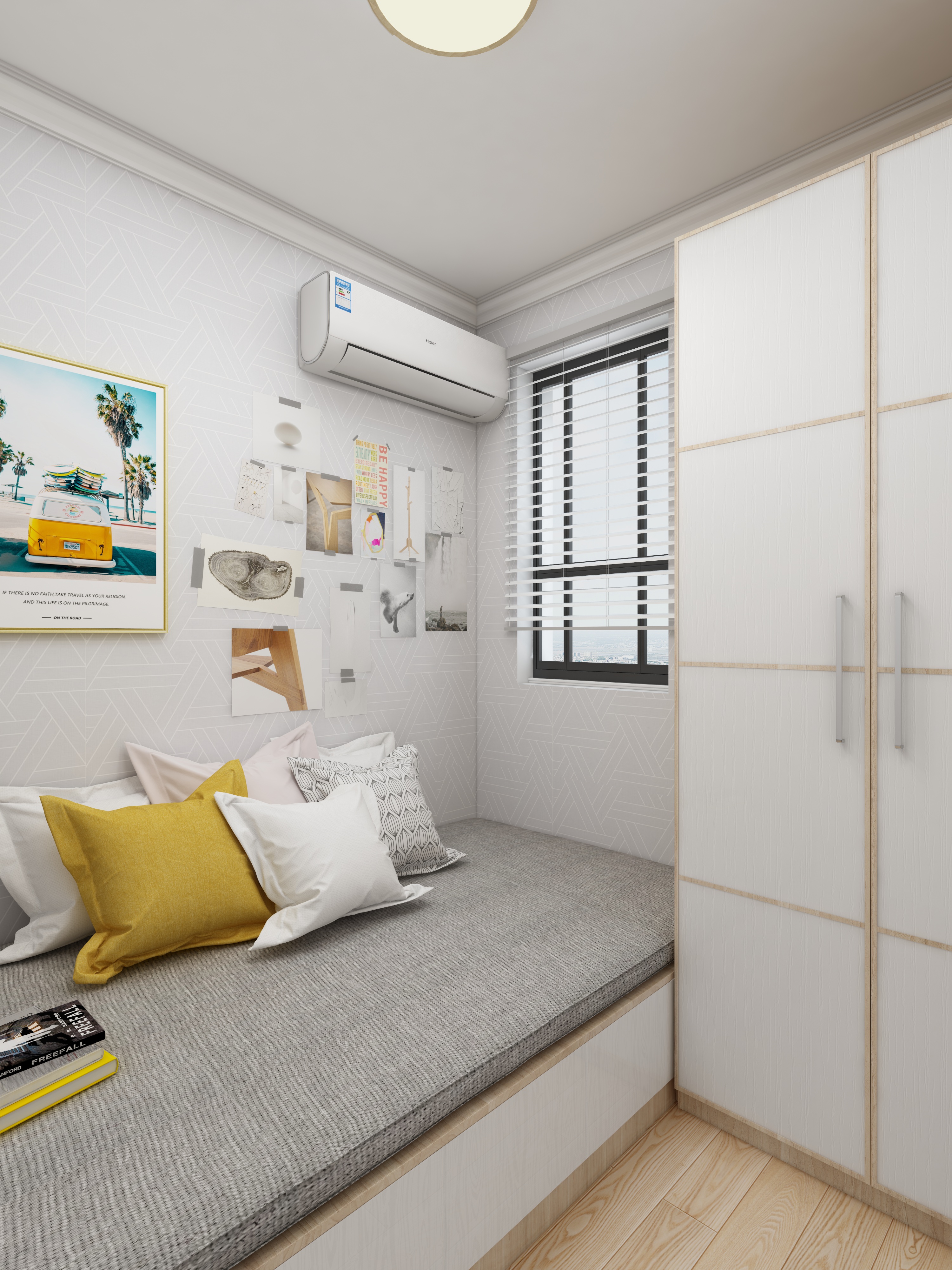 JedrecTsai_蔡啊-暖色系：温情多彩北欧风一层次卧装修效果图第2张