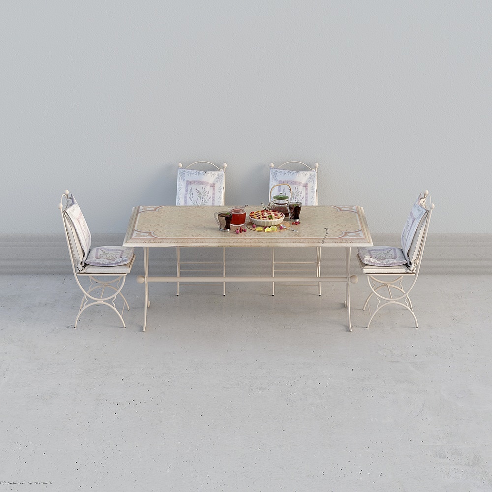 酷家乐-58.欧式餐桌椅食物摆件组合3D模型