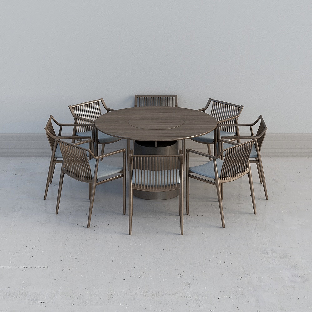 72.新中式圆形餐桌椅组合3d模型