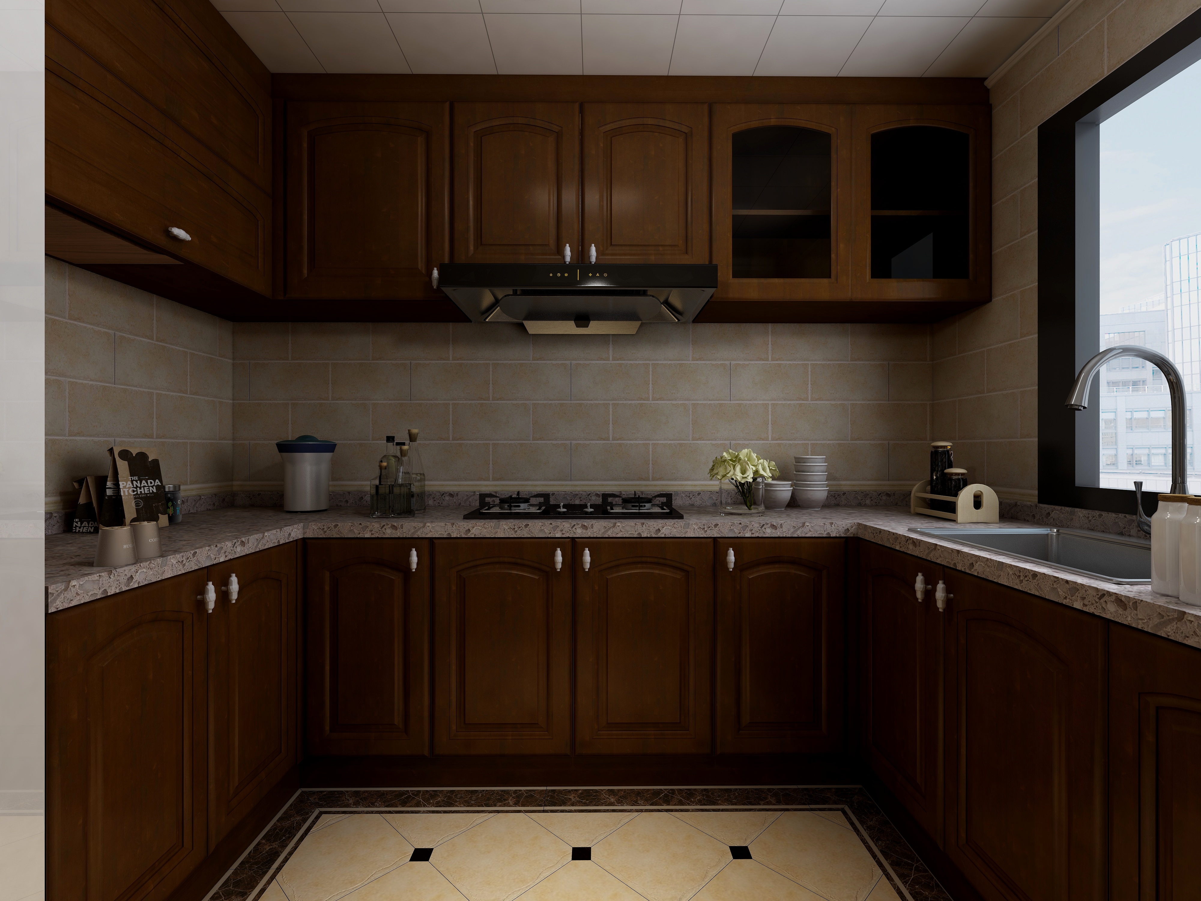 塑梧设计-217方美式三居一层厨房装修效果图第2张