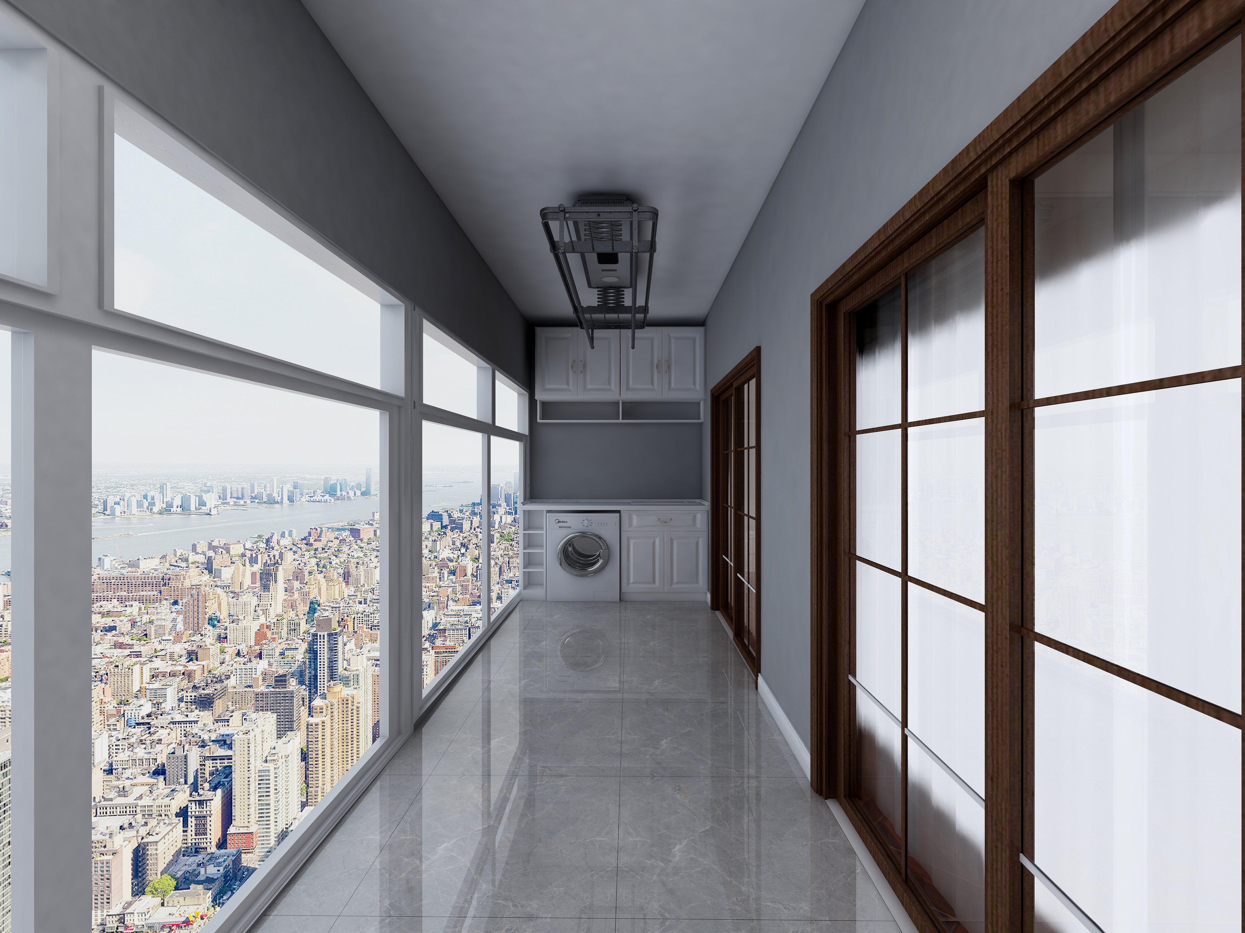 塑梧设计-217方美式三居一层阳台装修效果图第2张