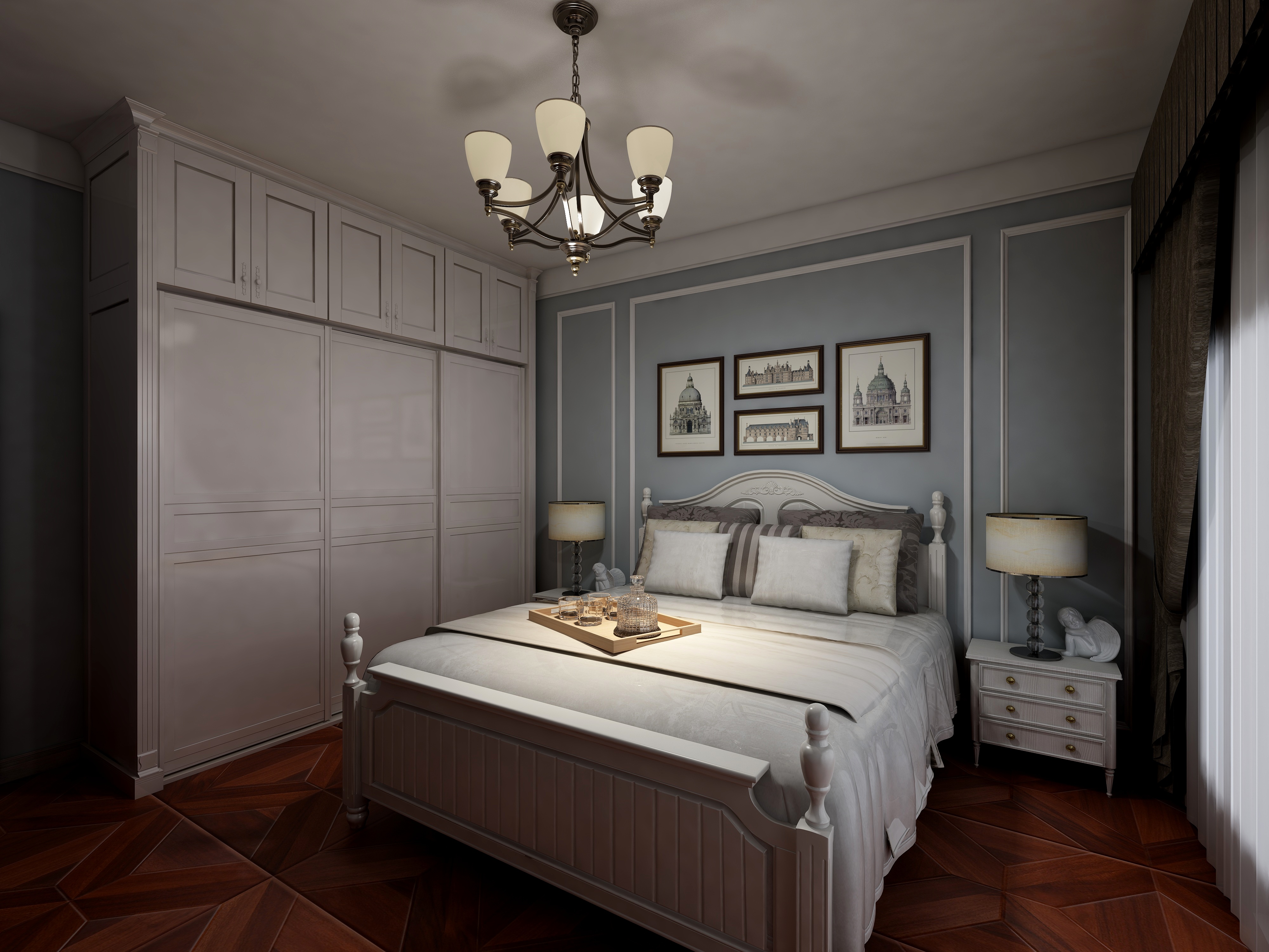 塑梧设计-217方美式三居一层次卧装修效果图第1张