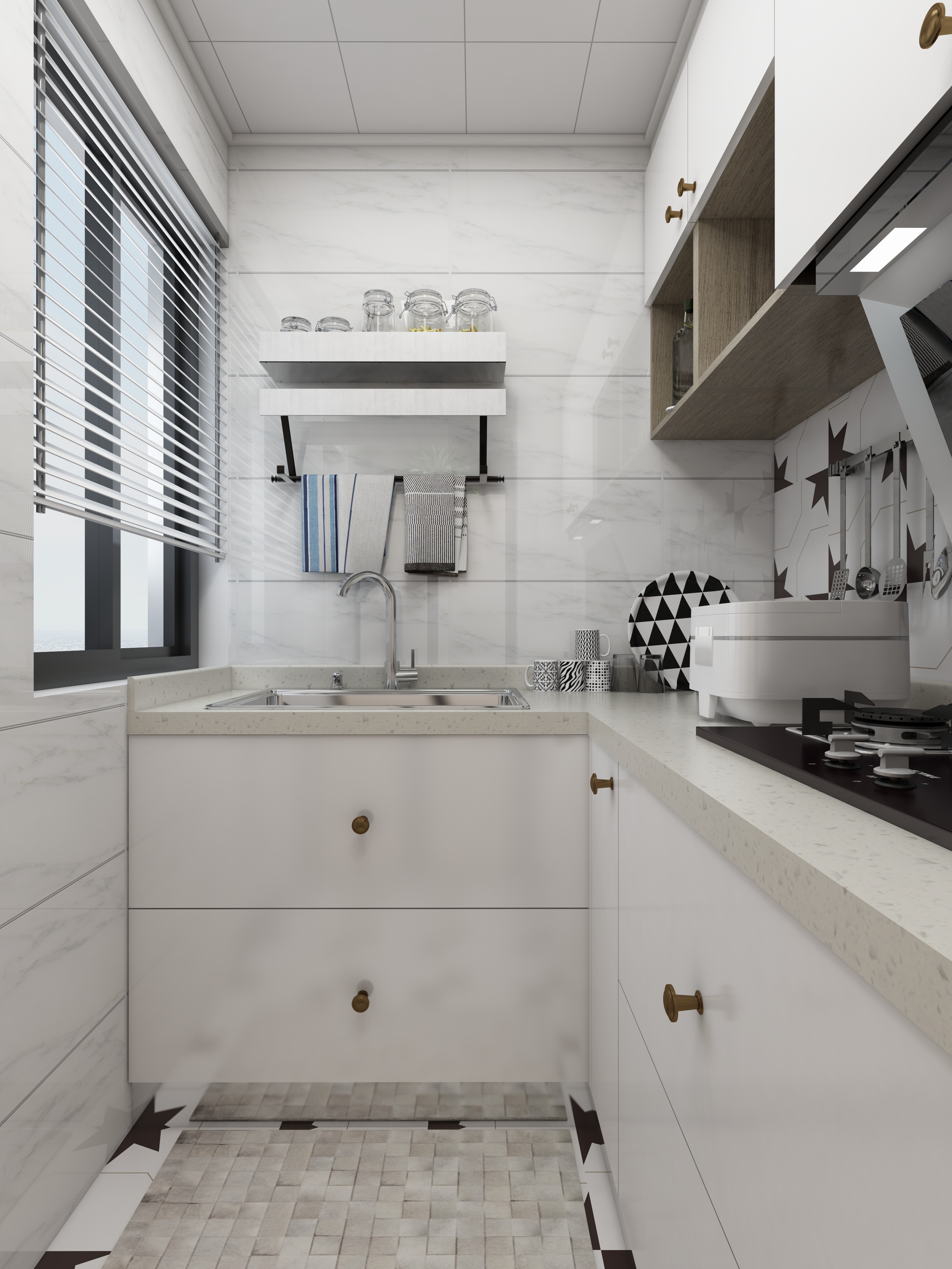 JedrecTsai_蔡啊-暖色系：温情多彩北欧风一层厨房装修效果图第1张