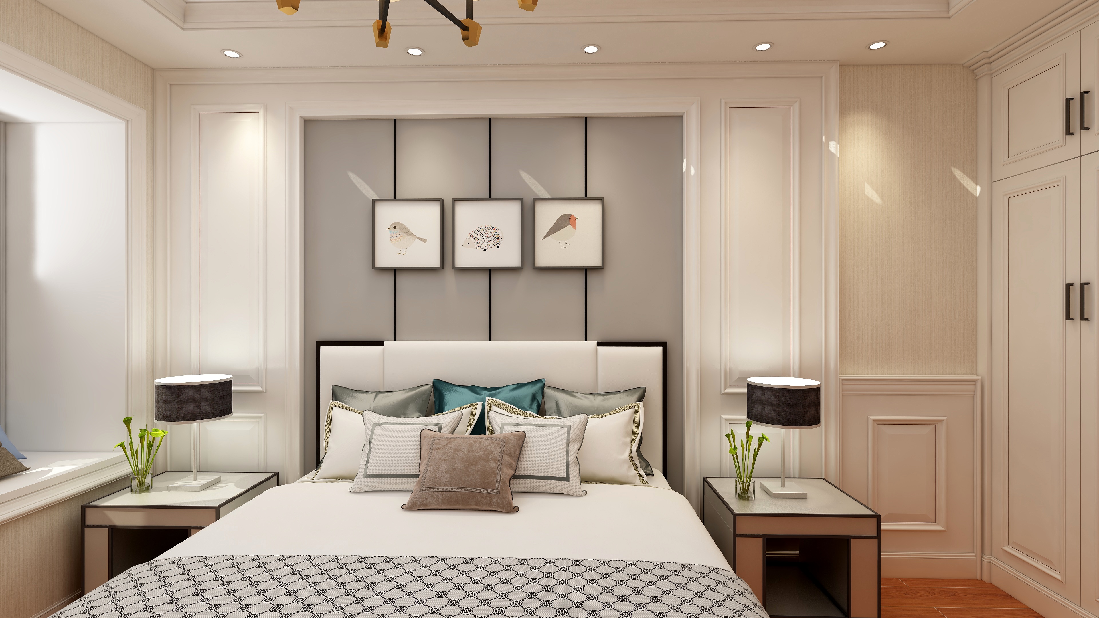 海口TATA木门-变幻-新中式三居一层次卧2装修效果图第2张