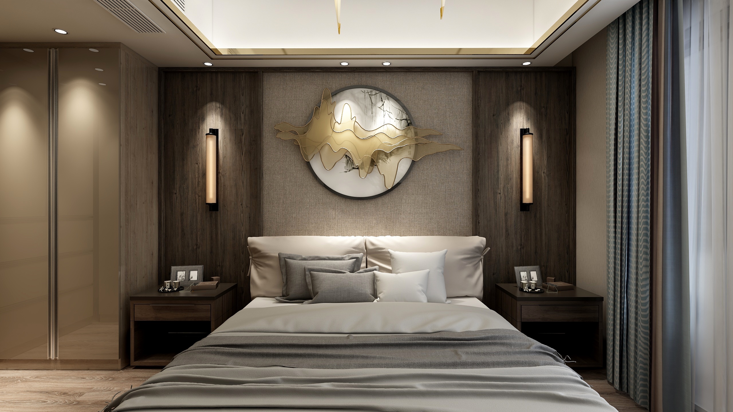 湛智华-《蔚然成风》-125㎡现代轻中式别墅一层老人房装修效果图第1张